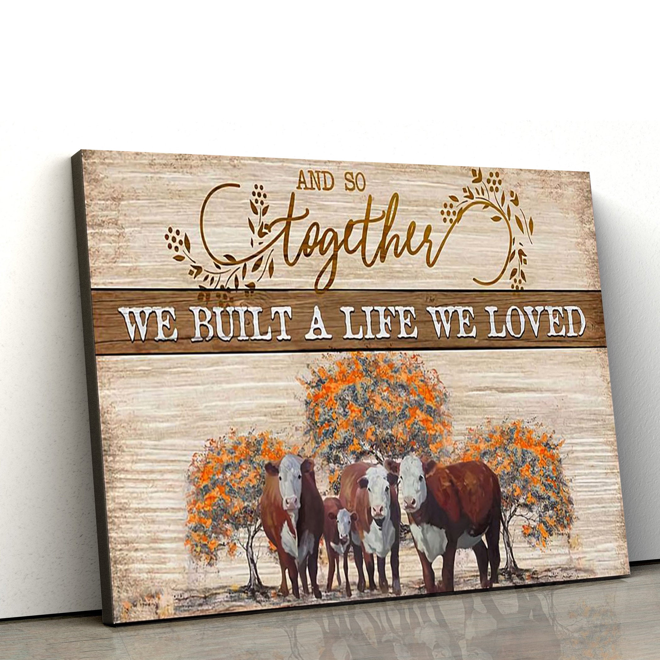 And So Together They Built A Life Cow Canvas Wall Art – Christian Canvas Wall Decor – Bible Verse Wall Art Canvas – Farmer Gift