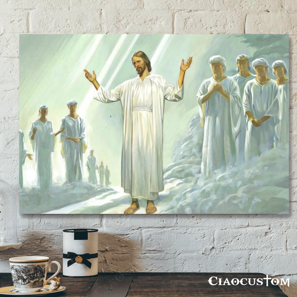 Angels Worshiping God In Heaven – Jesus Canvas Painting – Jesus Canvas Art – Jesus Poster – Jesus Canvas – Christian Gift