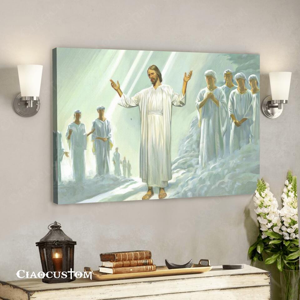 Angels Worshiping God In Heaven – Jesus Canvas Painting – Jesus Canvas Art – Jesus Poster – Jesus Canvas – Christian Gift