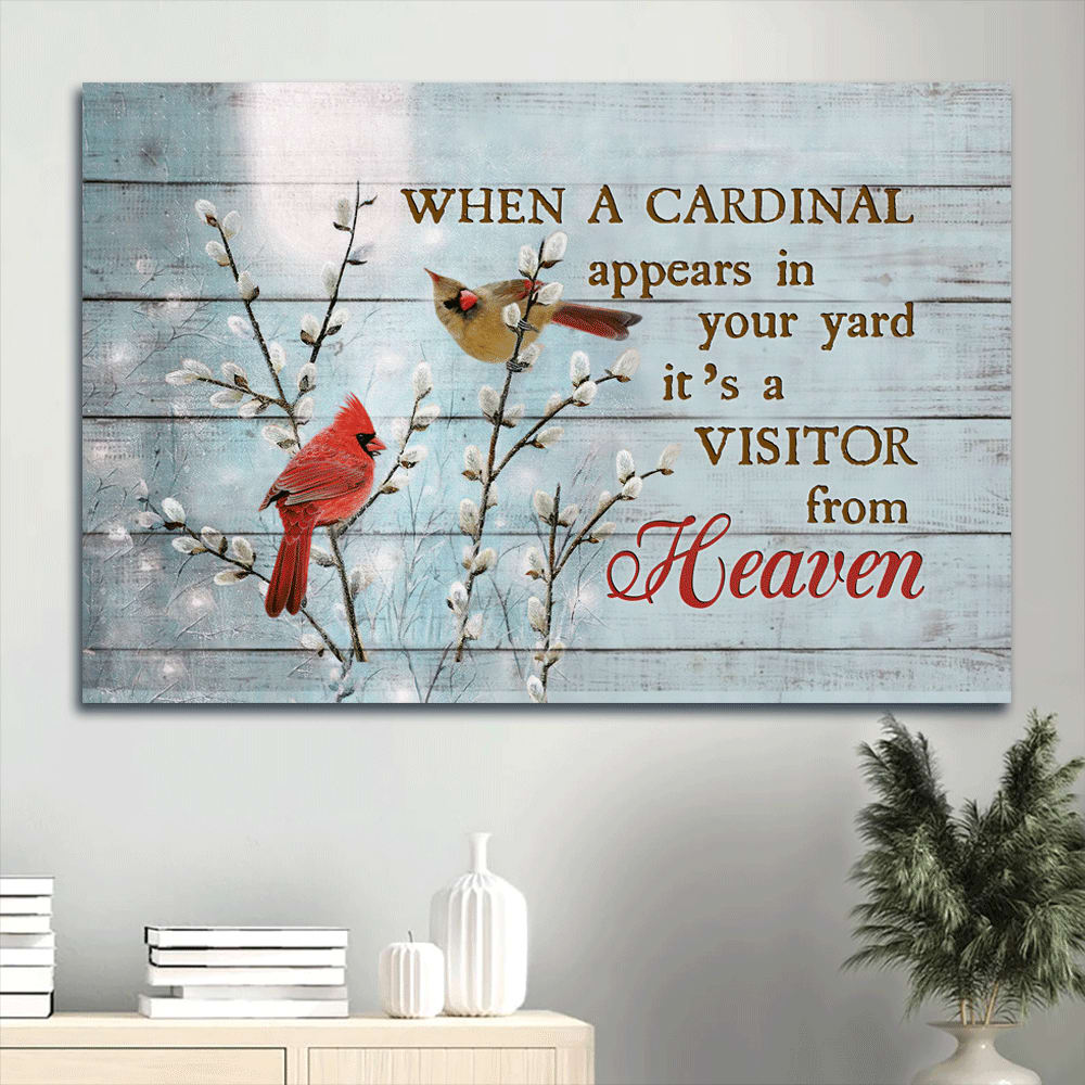 Baby Flower Cardinal Painting Couple Cardinal Canvas When A Cardinal Appears In Your Yard Canvas Wall Art – Christian Wall Decor