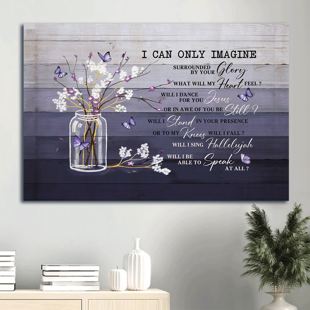 Baby Flower Painting Purple Butterfly Canvas I Can Only Imagine Canvas Wall Art – Christian Wall Decor