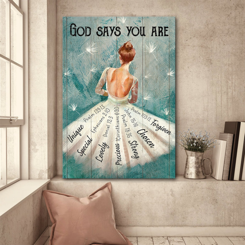 Ballerina God Say You Are Canvas Posters – Christian Wall Posters – Religious Wall Decor