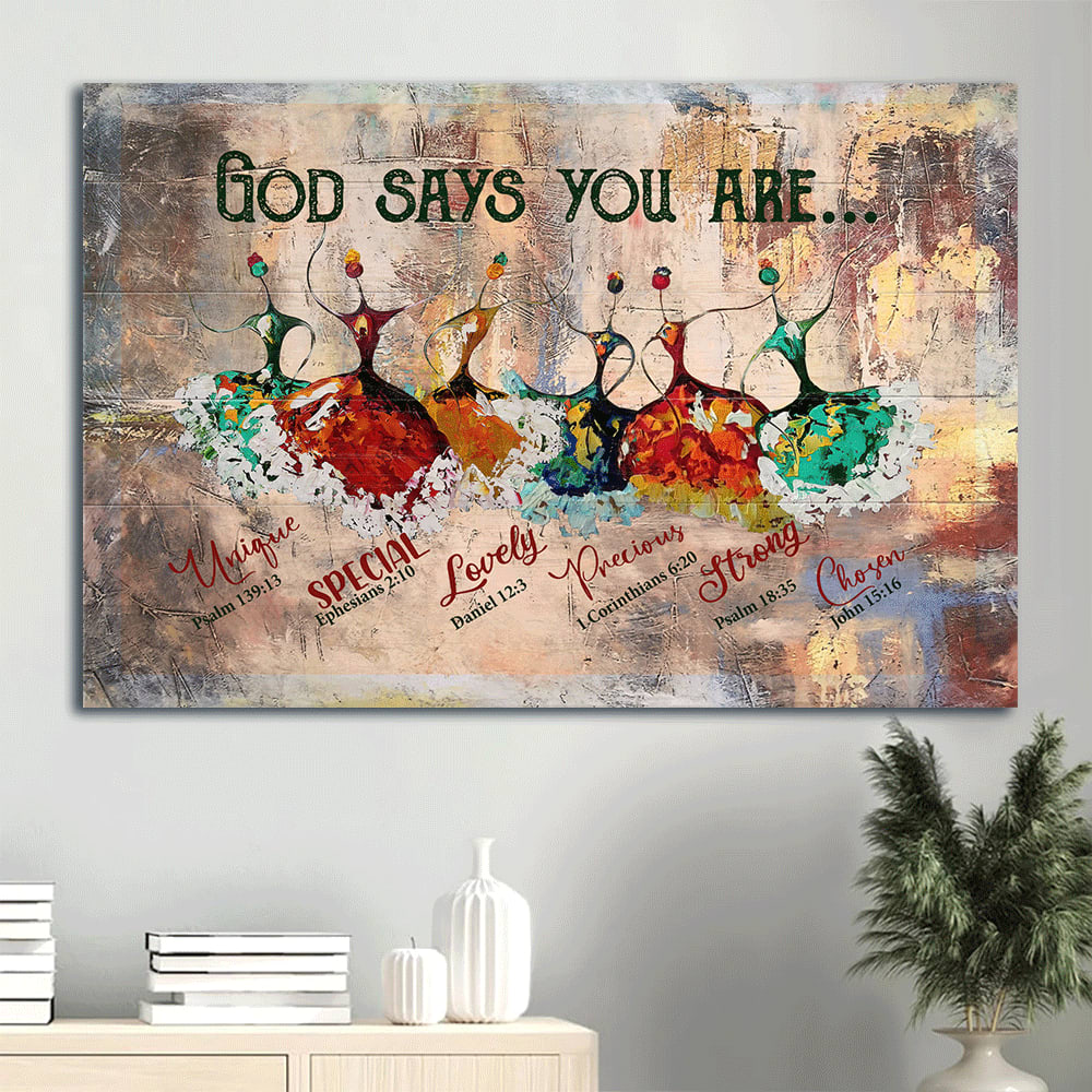 Ballerina Painting Canvas God Says You Are Canvas Wall Art – Christian Wall Decor