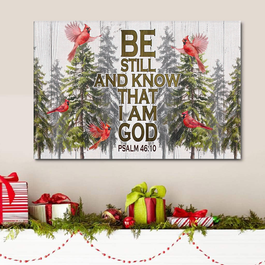 Be Still And Know Cardinal Bird Christmas Wall Art Canvas Decoration – Religious Canvas Painting