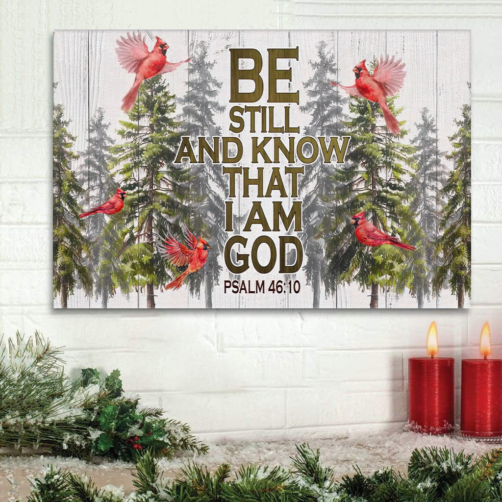 Be Still And Know Cardinal Bird Christmas Wall Art Canvas Decoration – Religious Canvas Painting