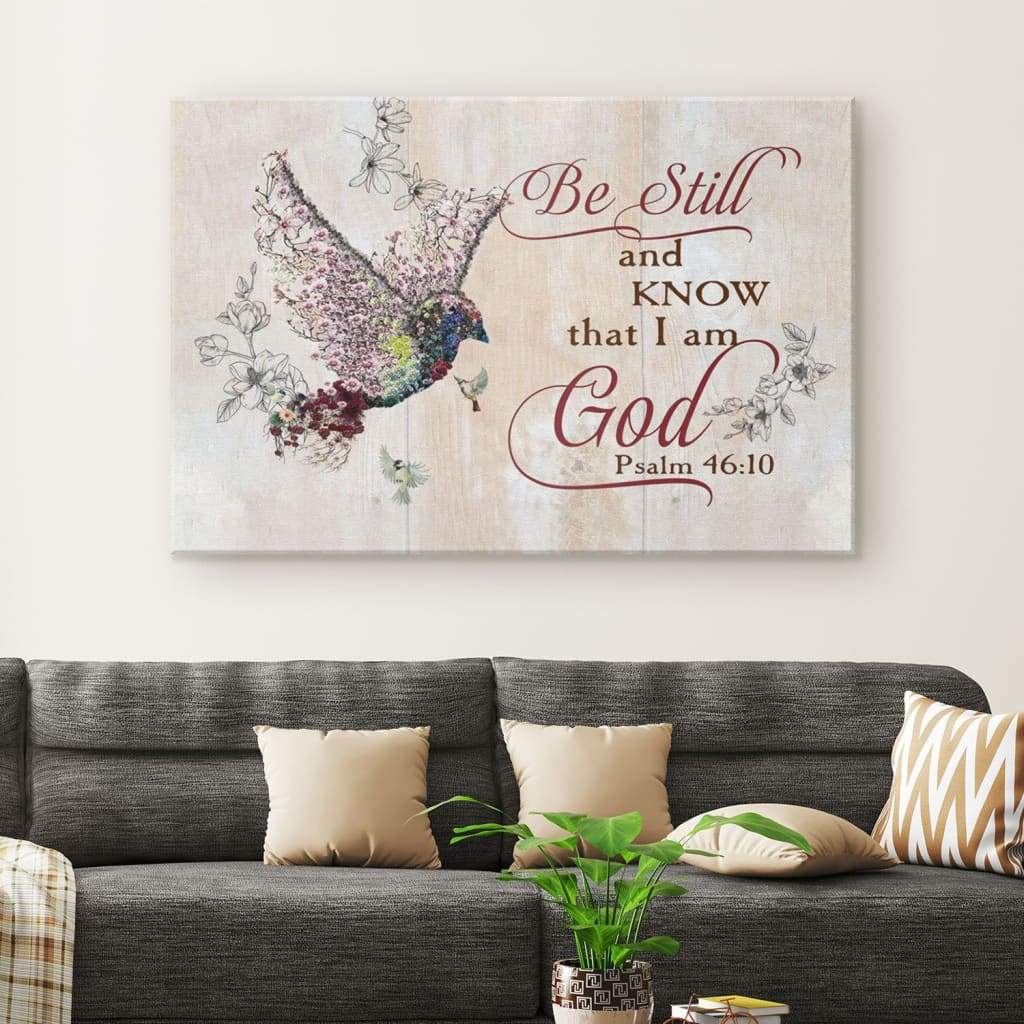 Be Still And Know That I Am God Psalm 4610 Sparrow Bible Verse Wall Art – Religious Wall Decor