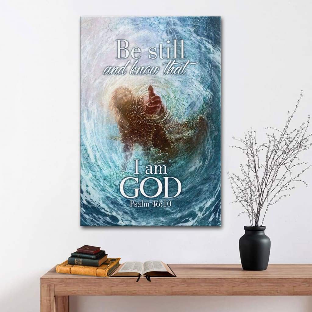 Be Still And Know That Iam God Canvas – Hand of God Canvas Posters – Christian Wall Posters – Religious Wall Decor