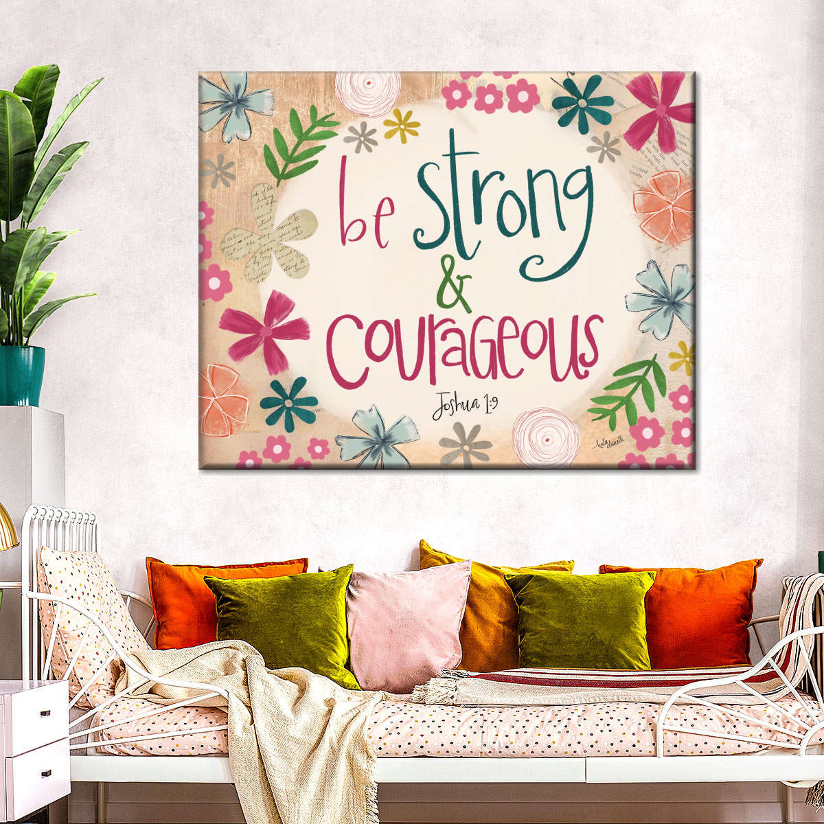 Be Strong And Courageous Canvas Wall Art – Christian Canvas Wall Art – Religious Wall Art Canvas