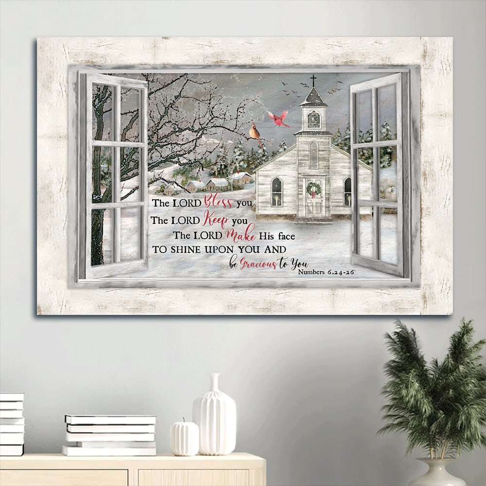 Beautiful Church First Day Of Winter Cardinal The Lord Bless You Canvas Wall Art – Christian Wall Decor