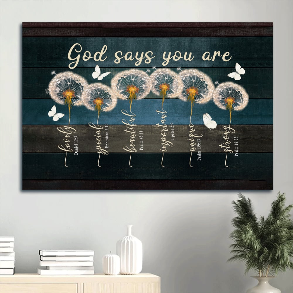 Beautiful Dandelion Butterfly Canvas God Says You Are Canvas Wall Art – Christian Wall Decor