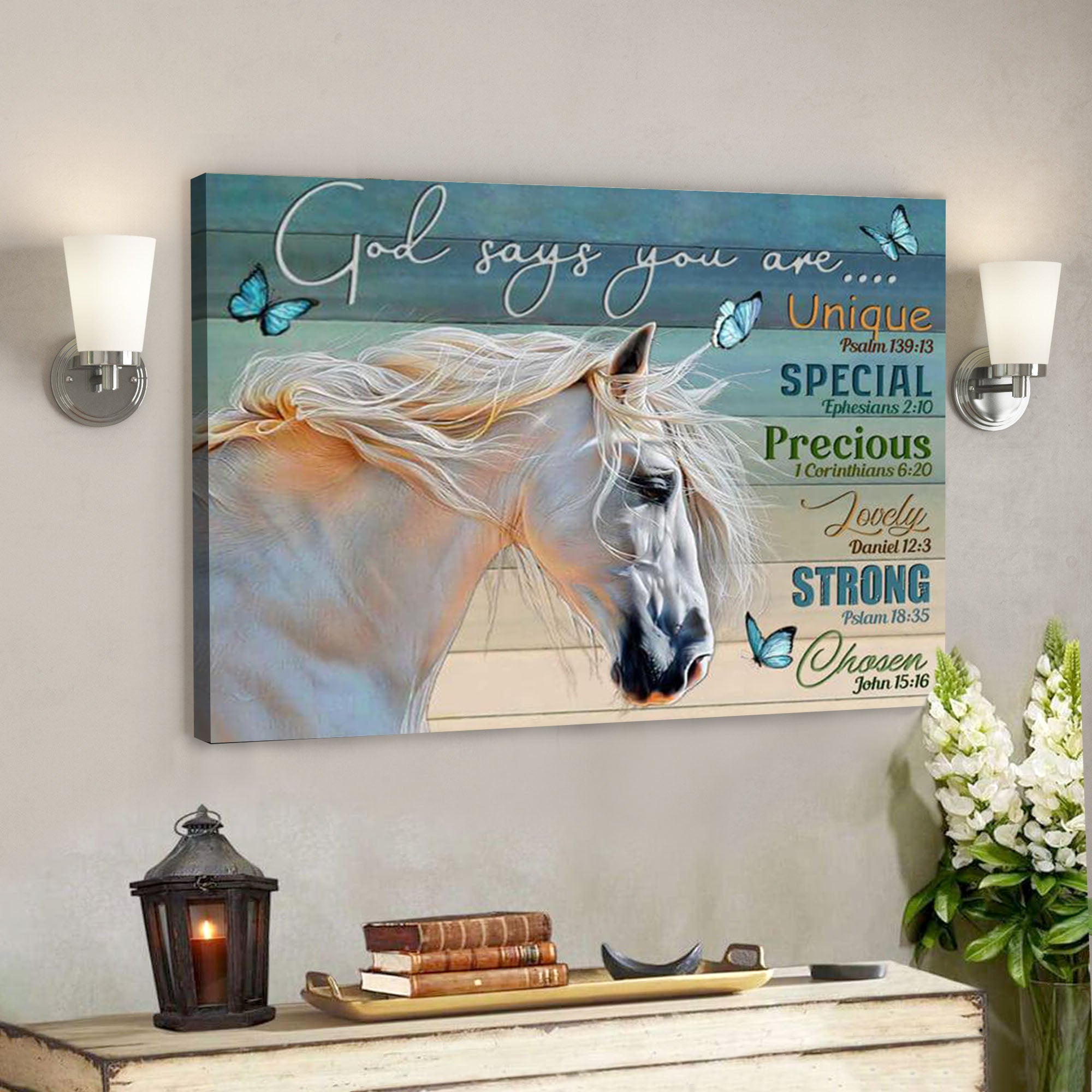 Beautiful Horse Canvas God Says You Are – Bible Verse Canvas – Scripture Canvas Wall Art