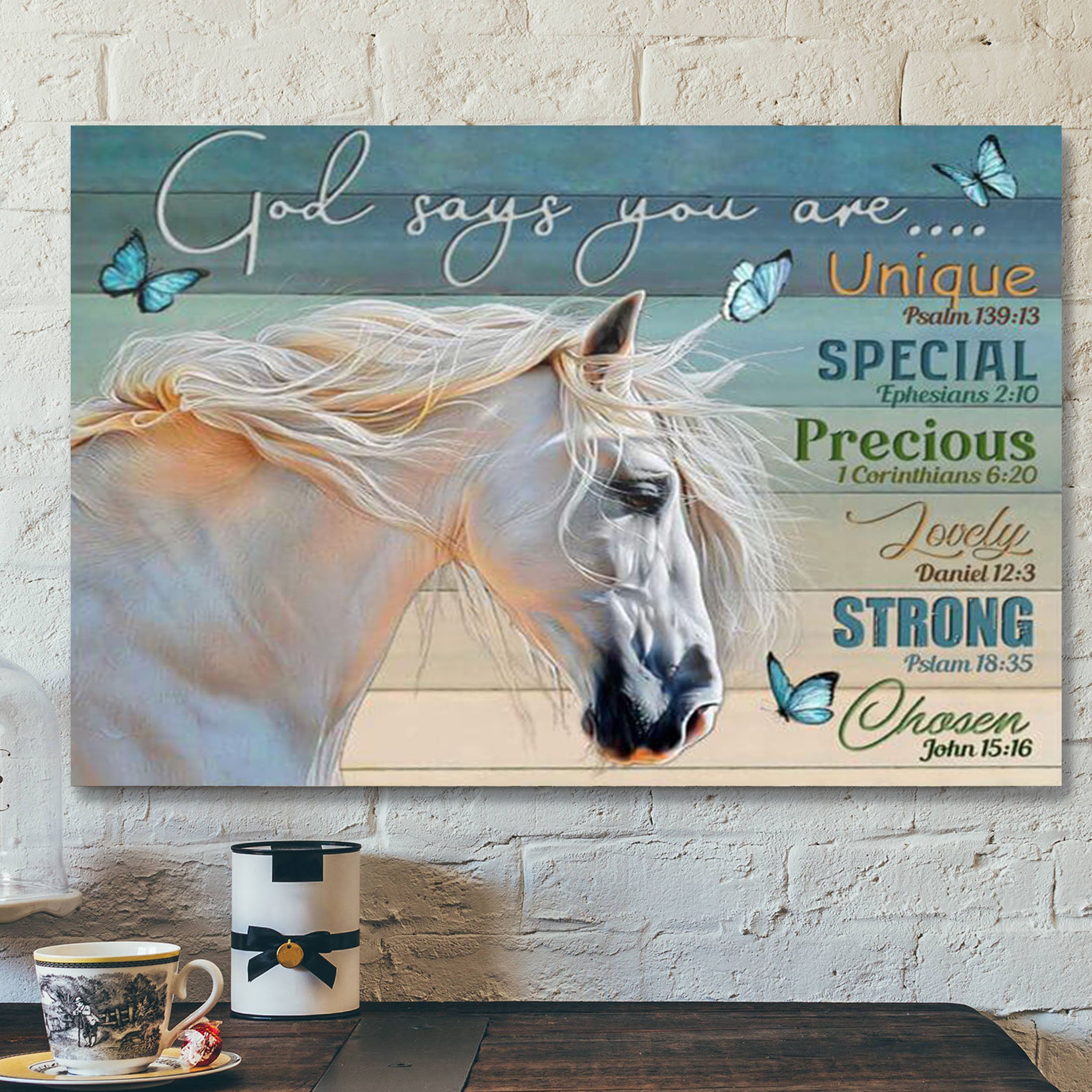 Beautiful Horse Canvas God Says You Are – Bible Verse Canvas – Scripture Canvas Wall Art