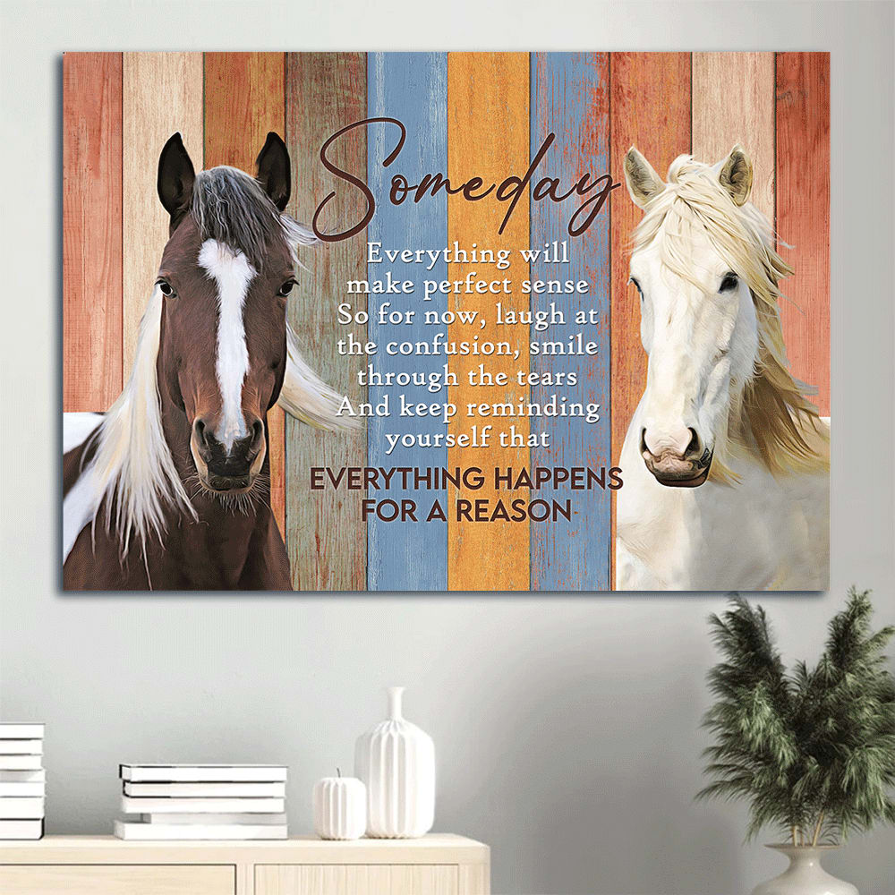 Beautiful Horses Colorful Background Canvas Everything Happens For A Reason Canvas Wall Art – Christian Wall Decor