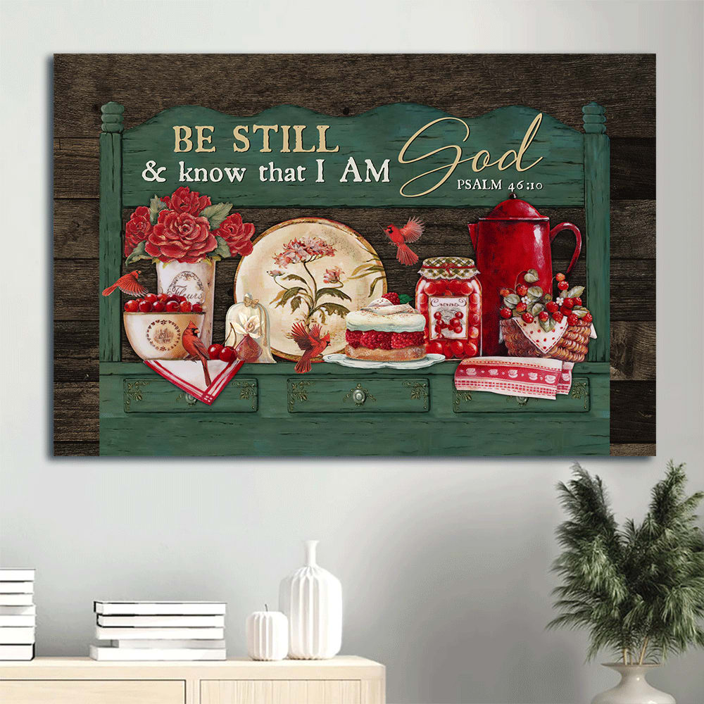 Beautiful Kitchen Christmas Eve Red Cardinal Canvas Be Still And Know That I Am God Canvas Wall Art – Christian Wall Decor