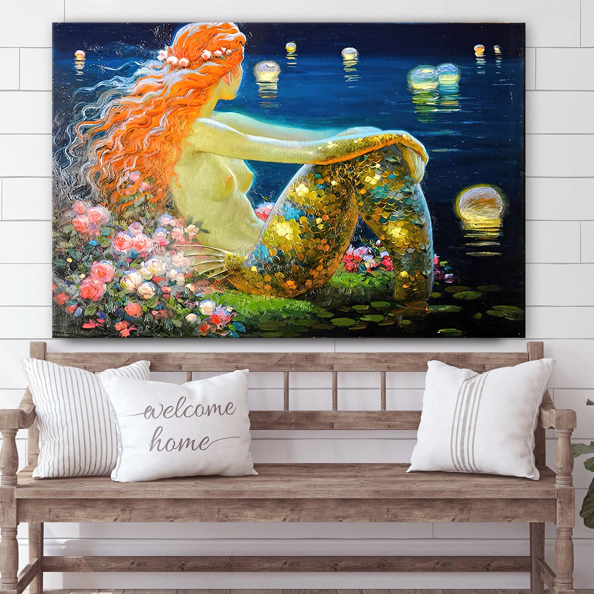 Beautiful Mermaid Mermaid Painting Canvas Wall Art – Canvas Wall Decor – Home Decor Living Room