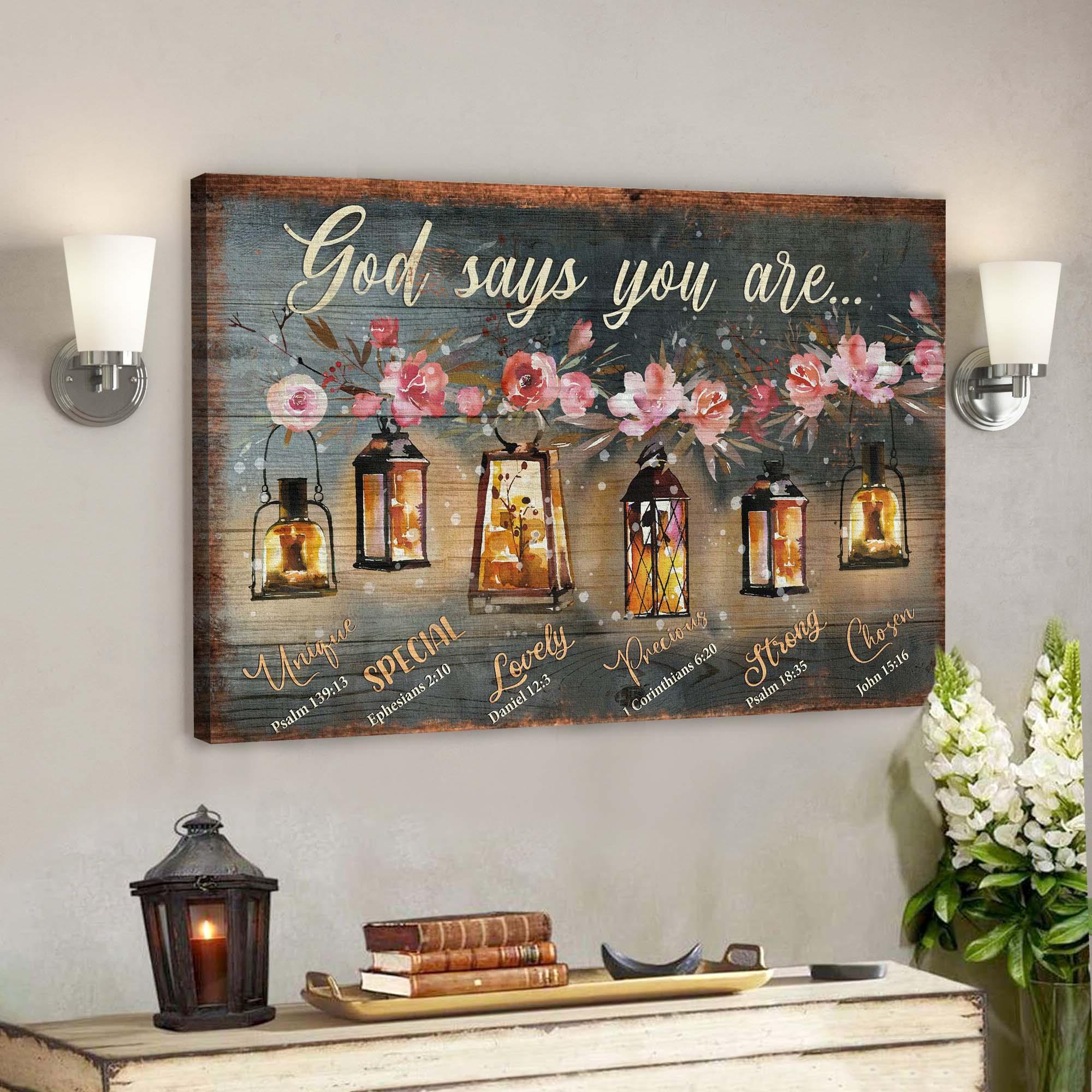 Beautiful Old Lamps – God Says You Are Canvas Wall Art – Bible Verse Canvas – Scripture Canvas Wall Art