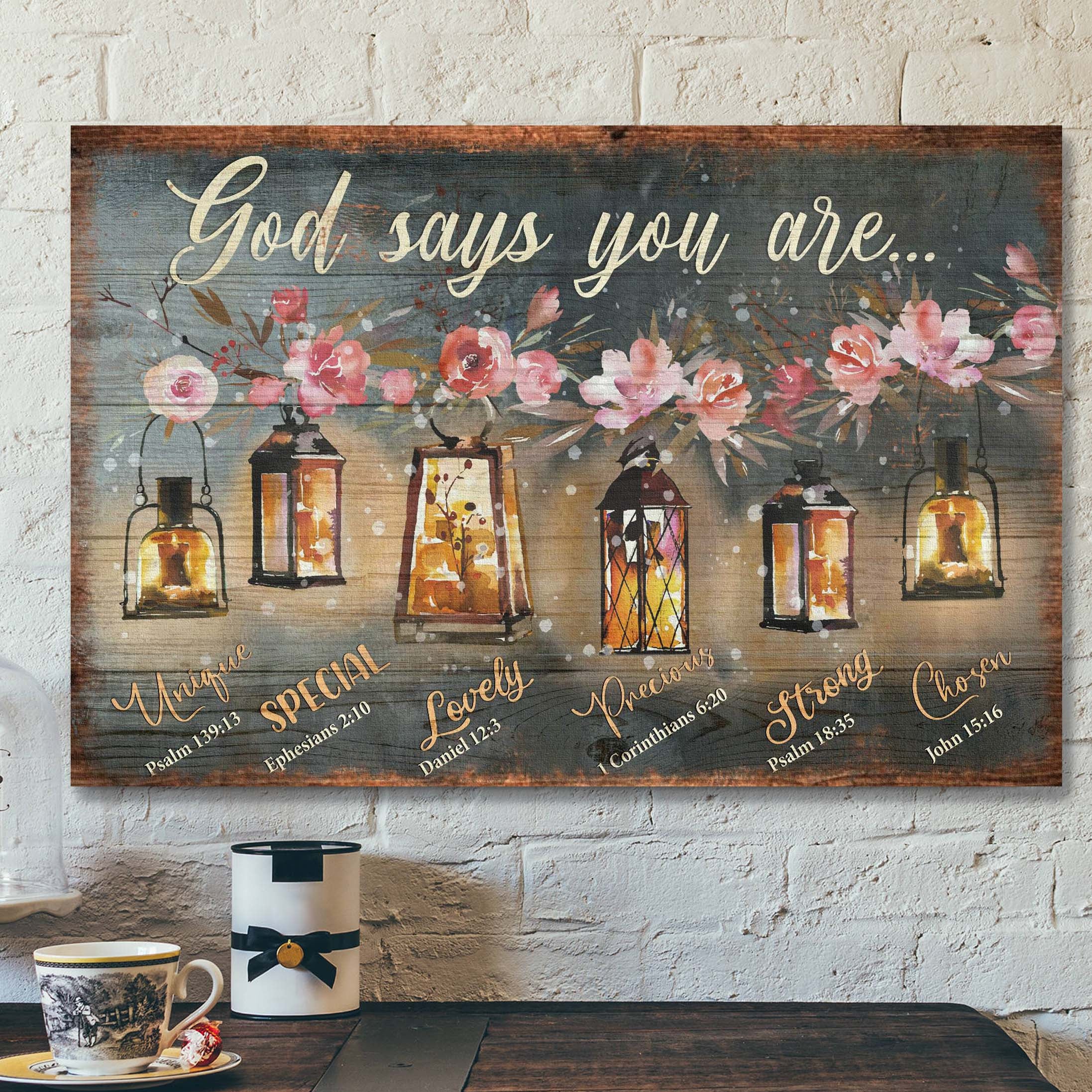 Beautiful Old Lamps – God Says You Are Canvas Wall Art – Bible Verse Canvas – Scripture Canvas Wall Art