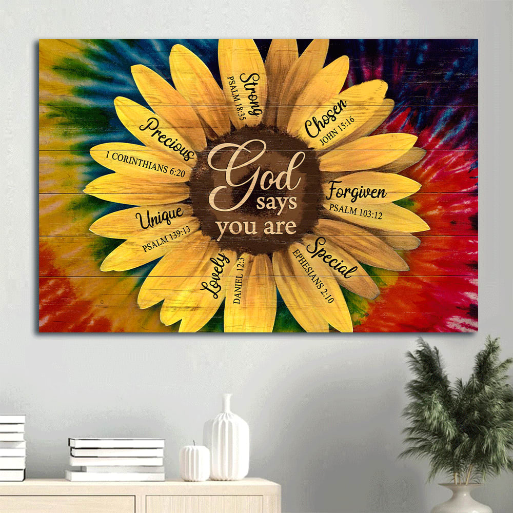 Beautiful Sunflower God Says You Are Canvas Wall Art – Christian Wall Decor