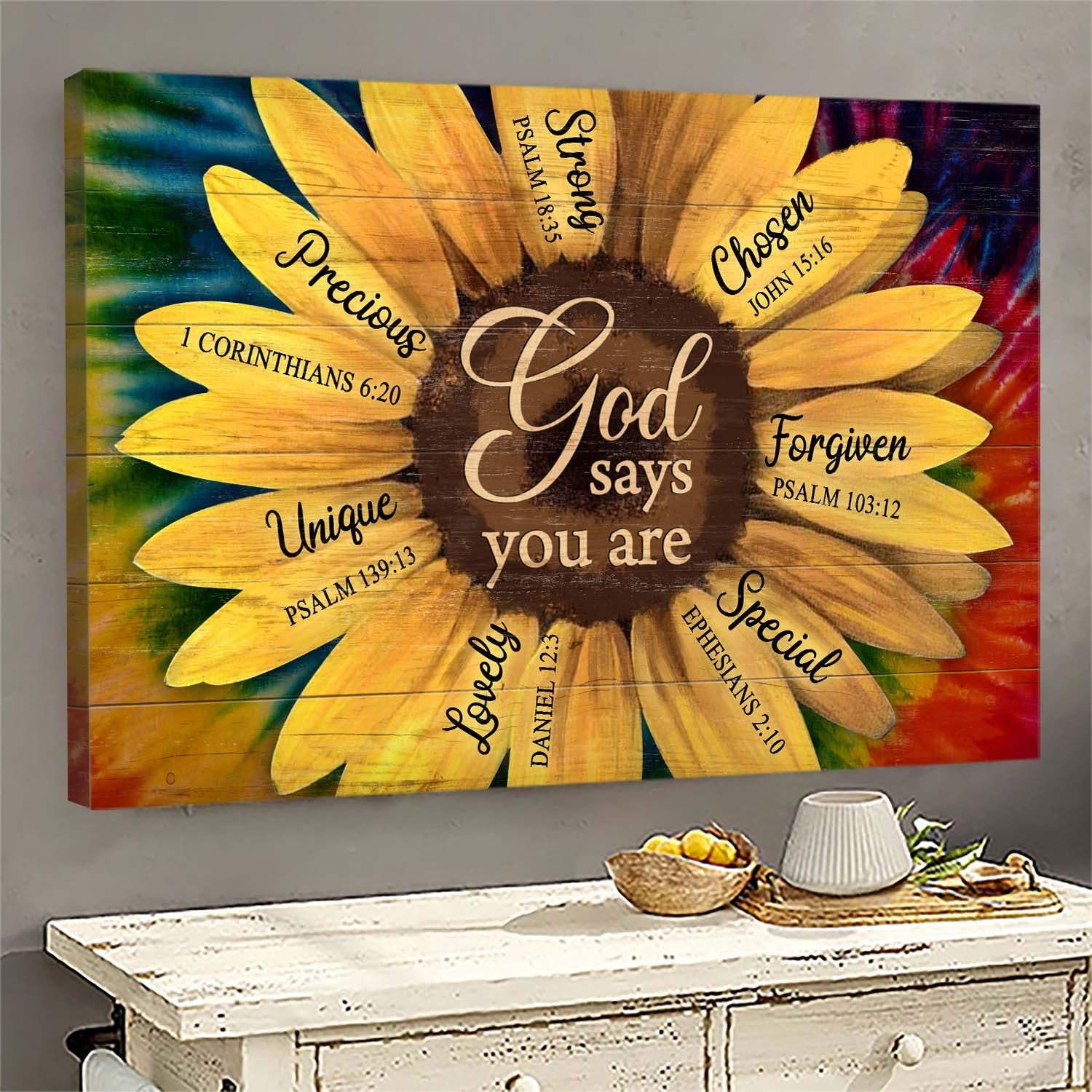 Beautiful Sunflower God Says You Are Canvas Wall Art – Christian Wall Decor