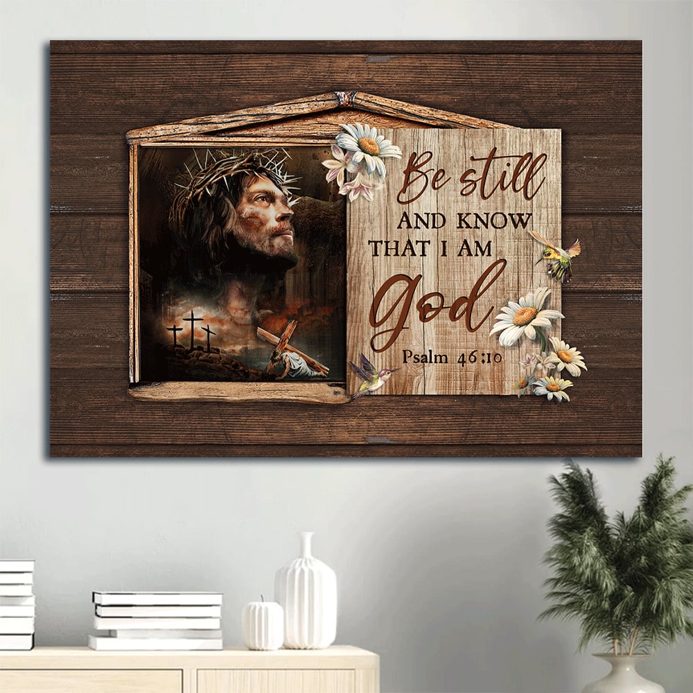 Beautiful Window Jesus Drawing Daisy Be Still And Know That I Am God Canvas Wall Art – Christian Wall Decor