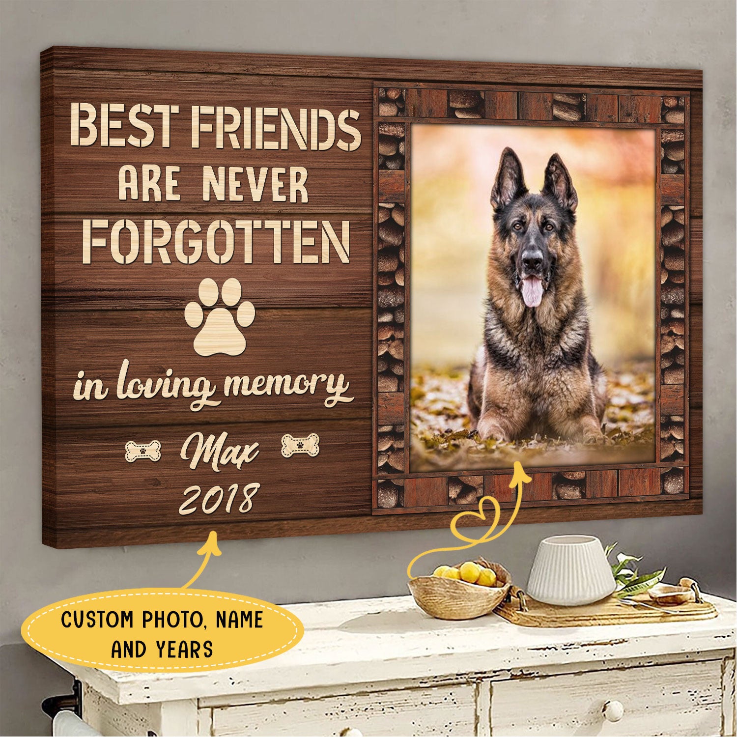 Best Friends Are Never Forgotten Personalized Pet Memorial Canvas Wall Art – Pet Memorial Gifts