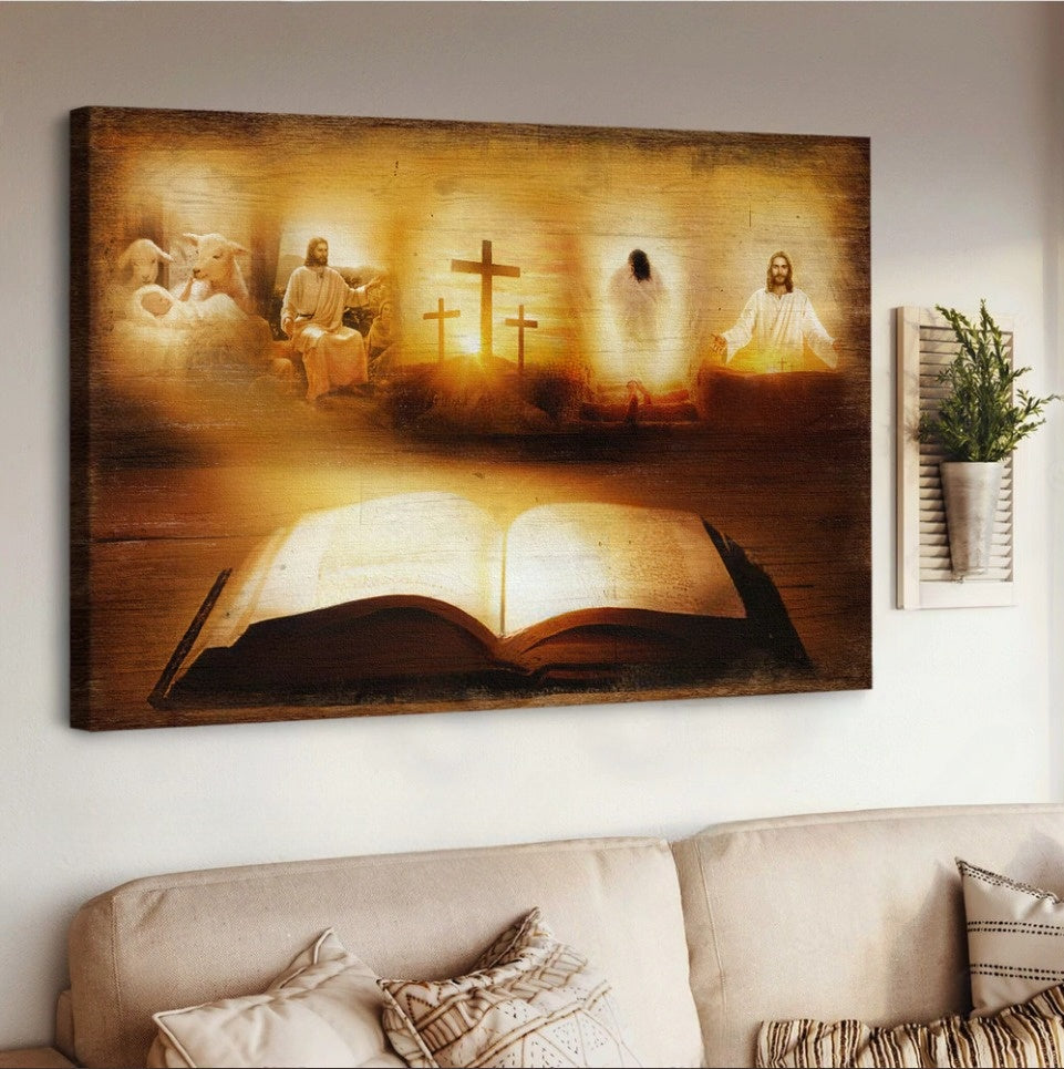 Bible Jesus Christ Light From Heaven Canvas Wall Art – Jesus Canvas Pictures – Christian Wall Posters