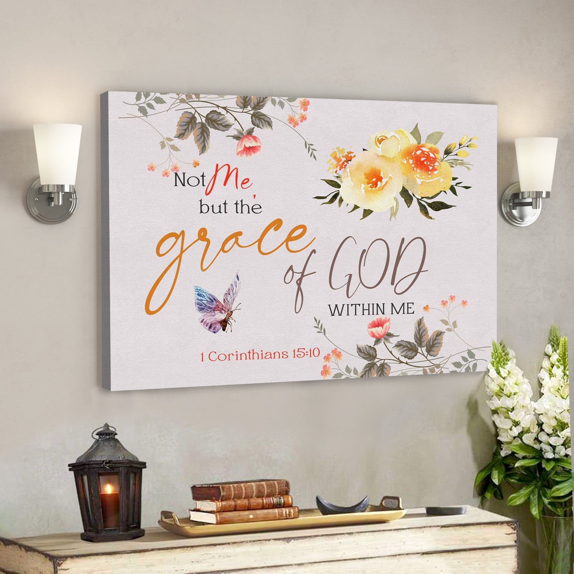 Bible Verse Canvas – 1 Corinthians 1510 Not Me But The Grace Of God Within Me Canvas – Scripture Canvas Wall Art