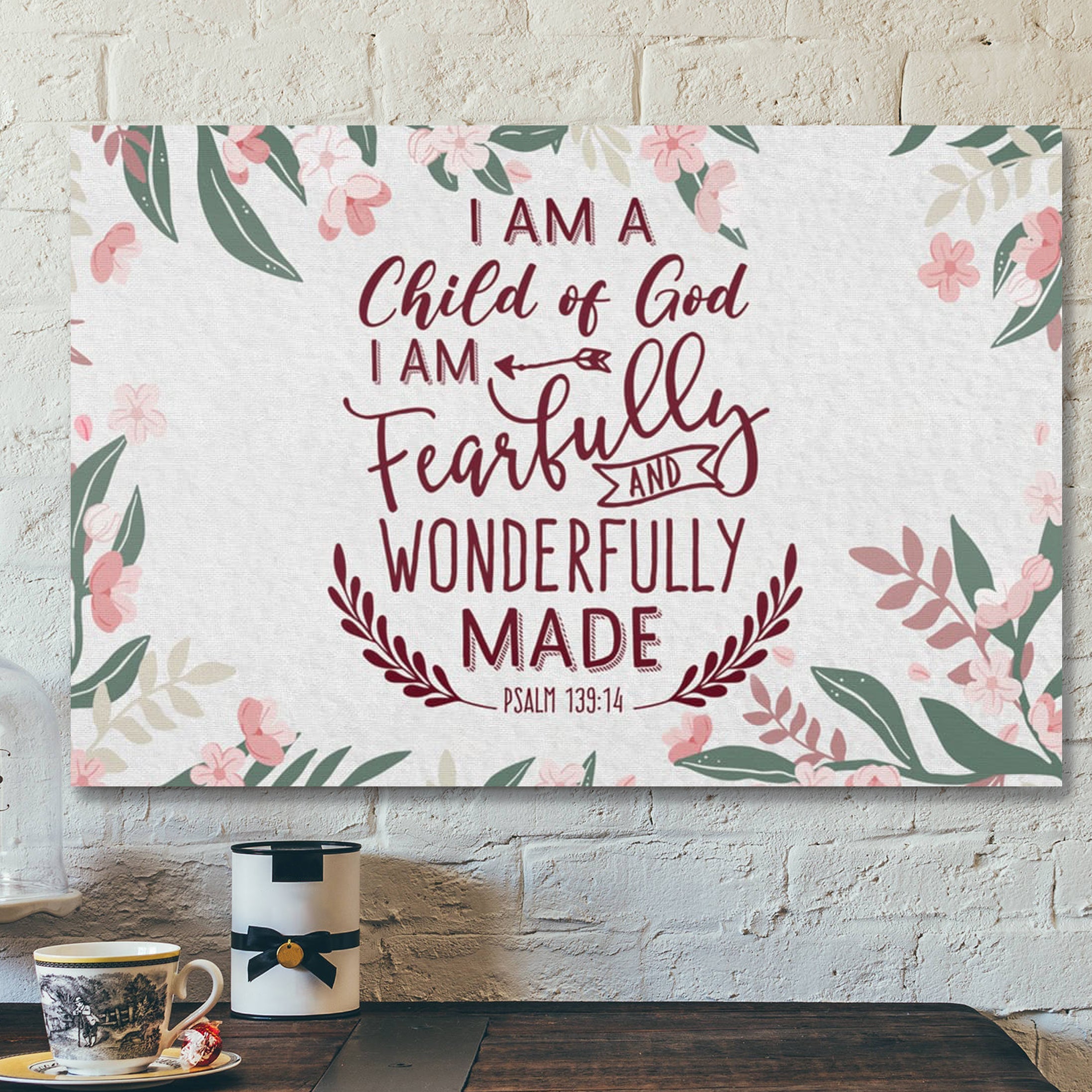 Bible Verse Canvas – A Child Of God Fearfully And Wonderfully Made Psalm 13914 Canvas – Scripture Canvas Wall Art