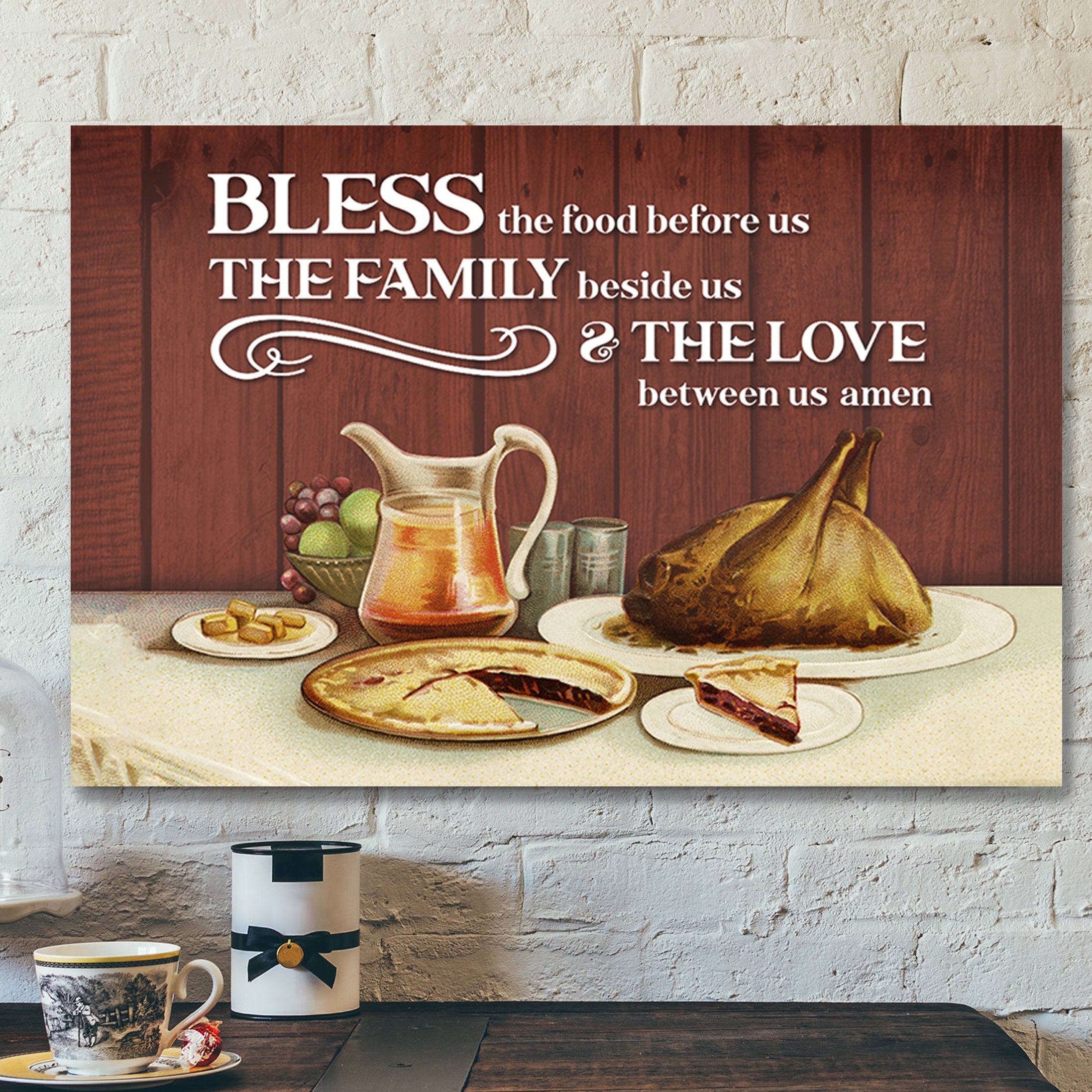 Bible Verse Canvas – Bless The Food Before Us Canvas – Thanksgiving Canvas – Scripture Canvas Wall Art