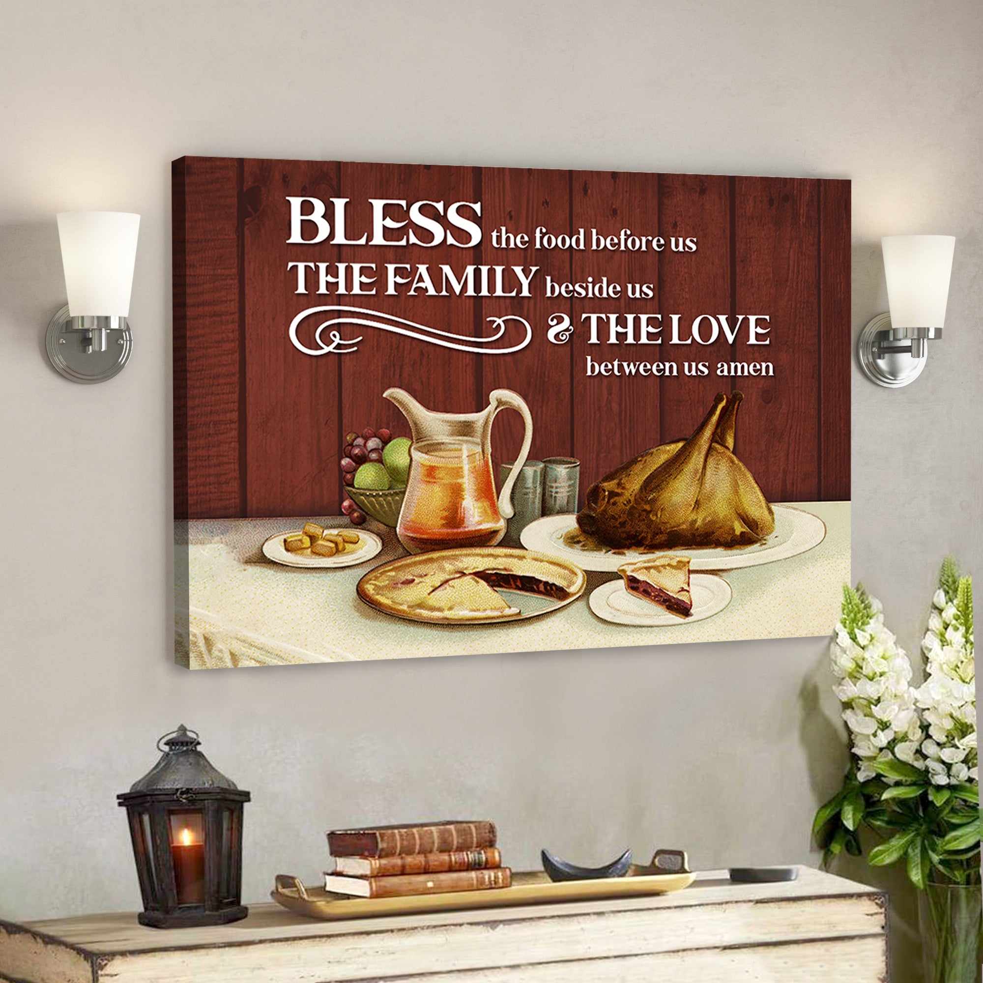 Bible Verse Canvas – Bless The Food Before Us Canvas – Thanksgiving Canvas – Scripture Canvas Wall Art