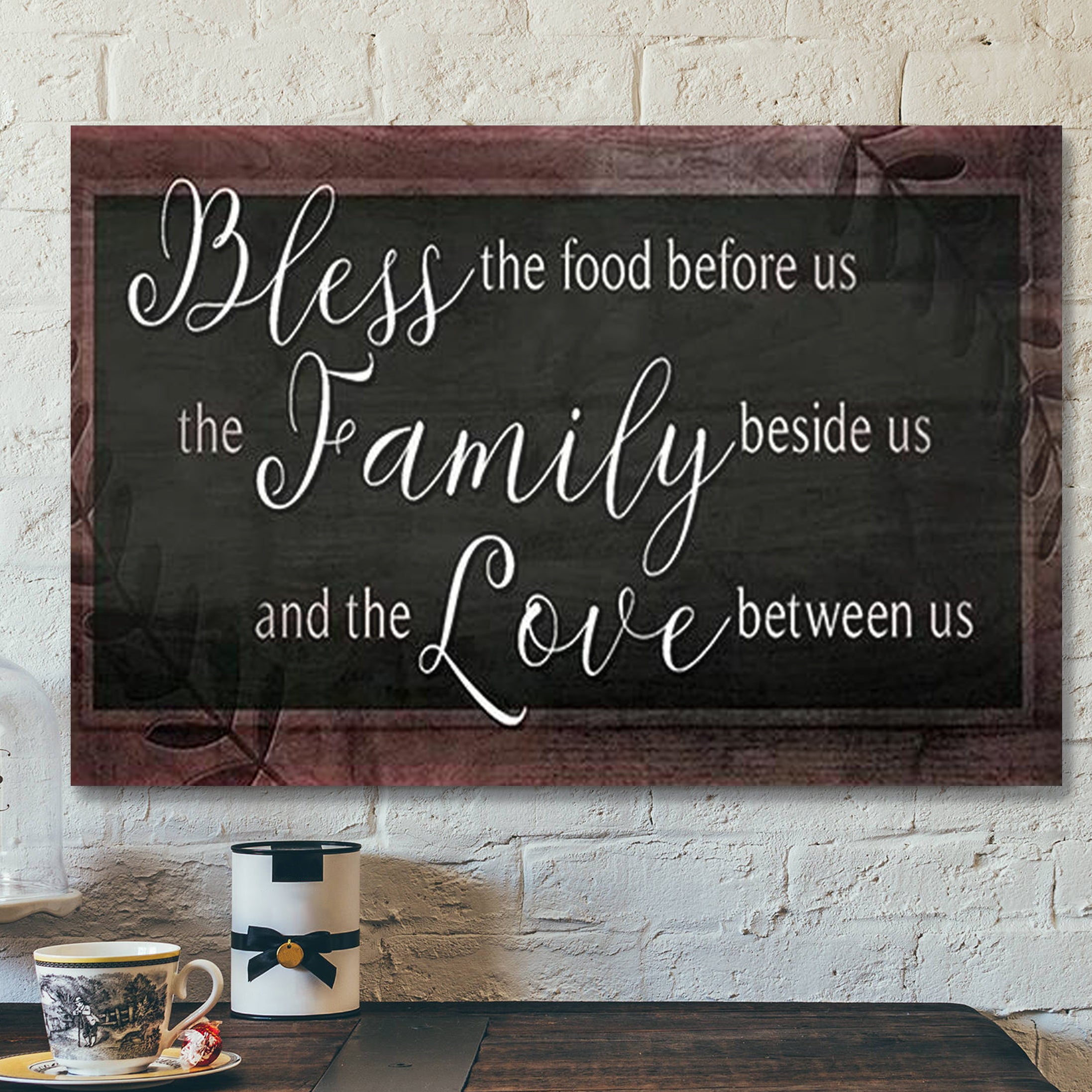 Bible Verse Canvas – Bless The Food Jesus – Scripture Canvas Wall Art