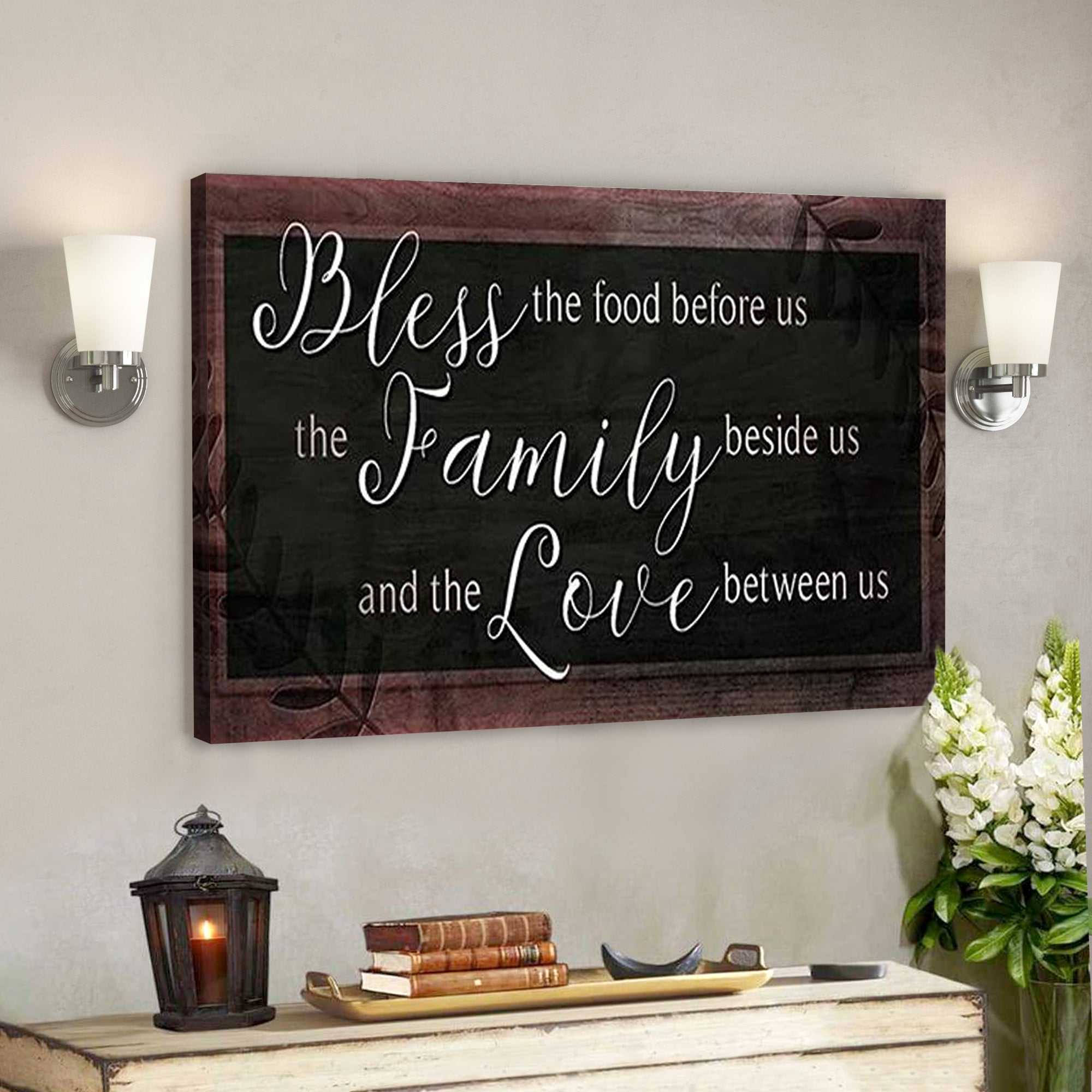 Bible Verse Canvas – Bless The Food Jesus – Scripture Canvas Wall Art