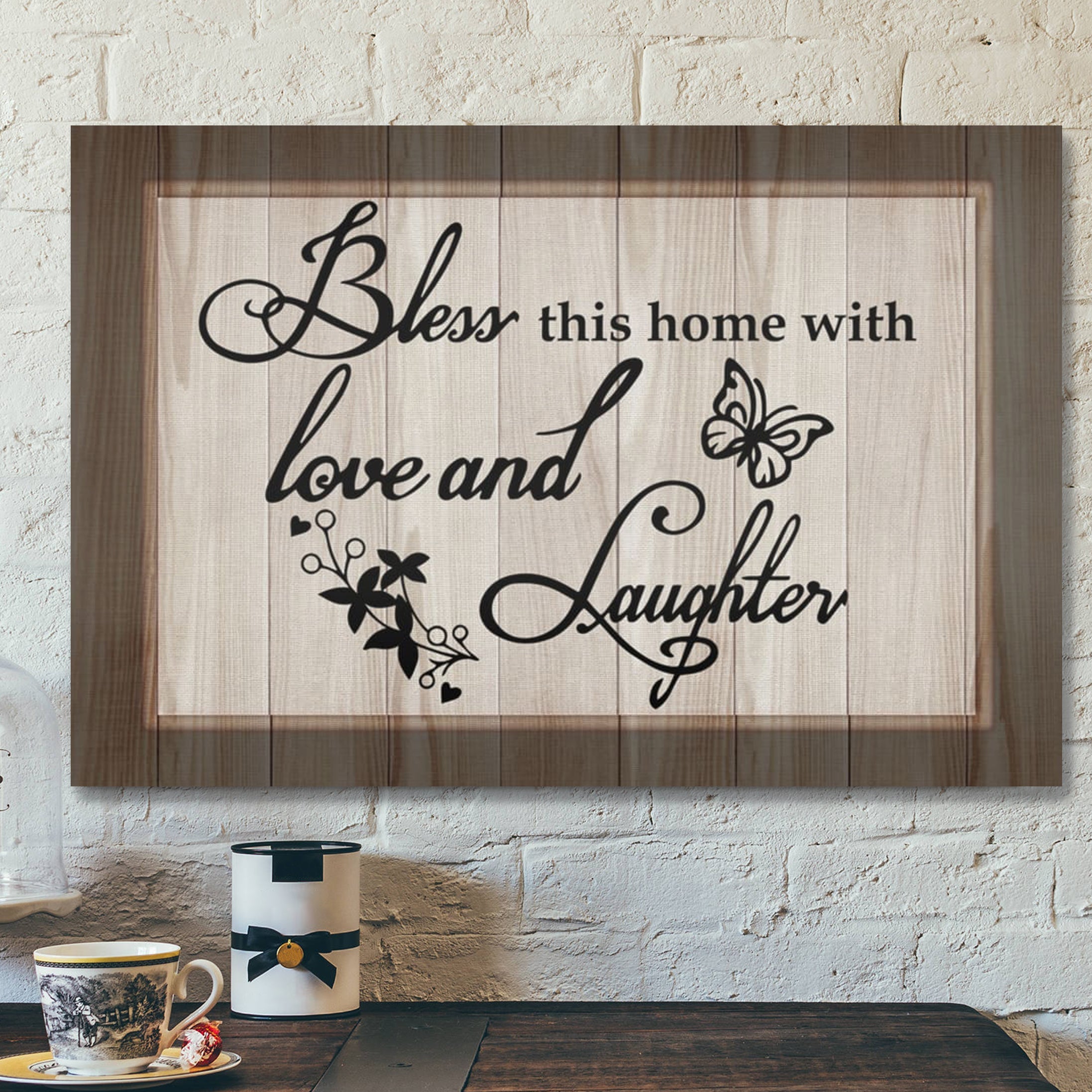 Bible Verse Canvas – Bless This Home With Love And Laughter Canvas Print – Scripture Canvas Wall Art