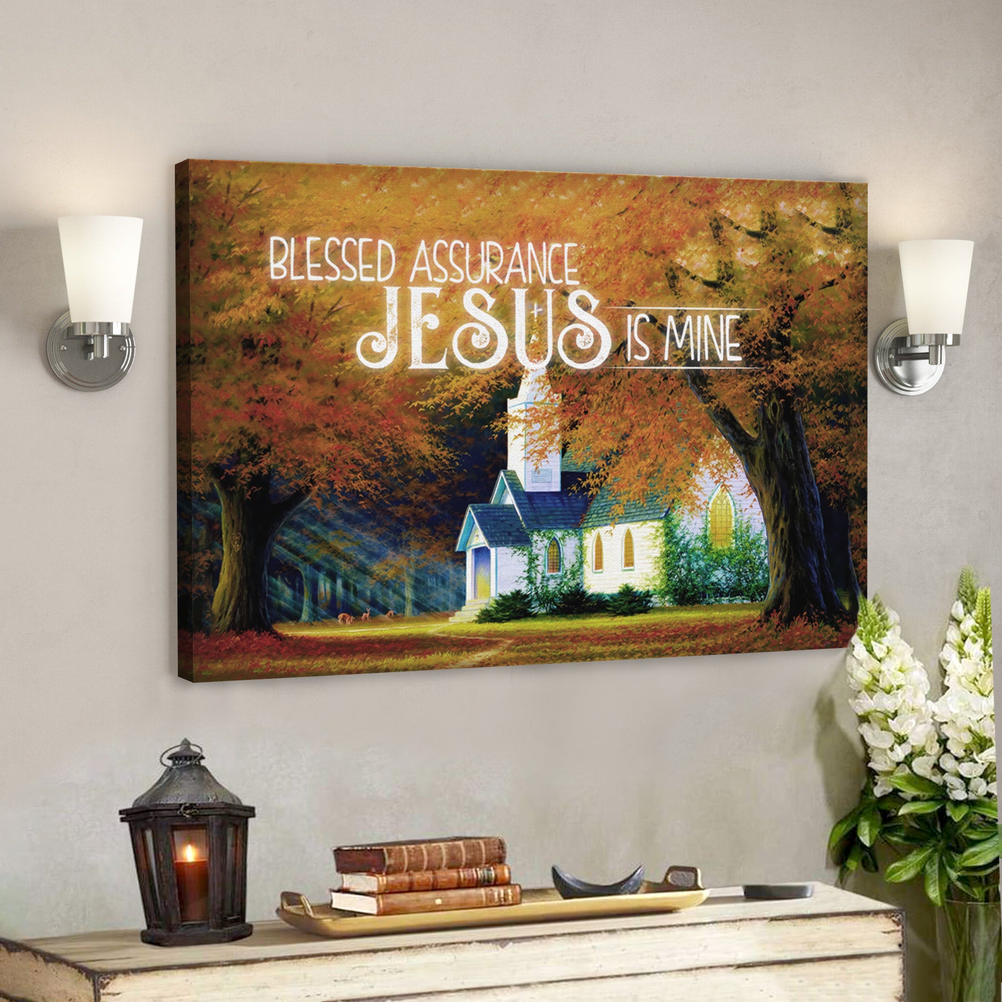 Bible Verse Canvas – Blessed Assurance Jesus Is Mine Canvas Wall Art – Scripture Canvas Wall Art