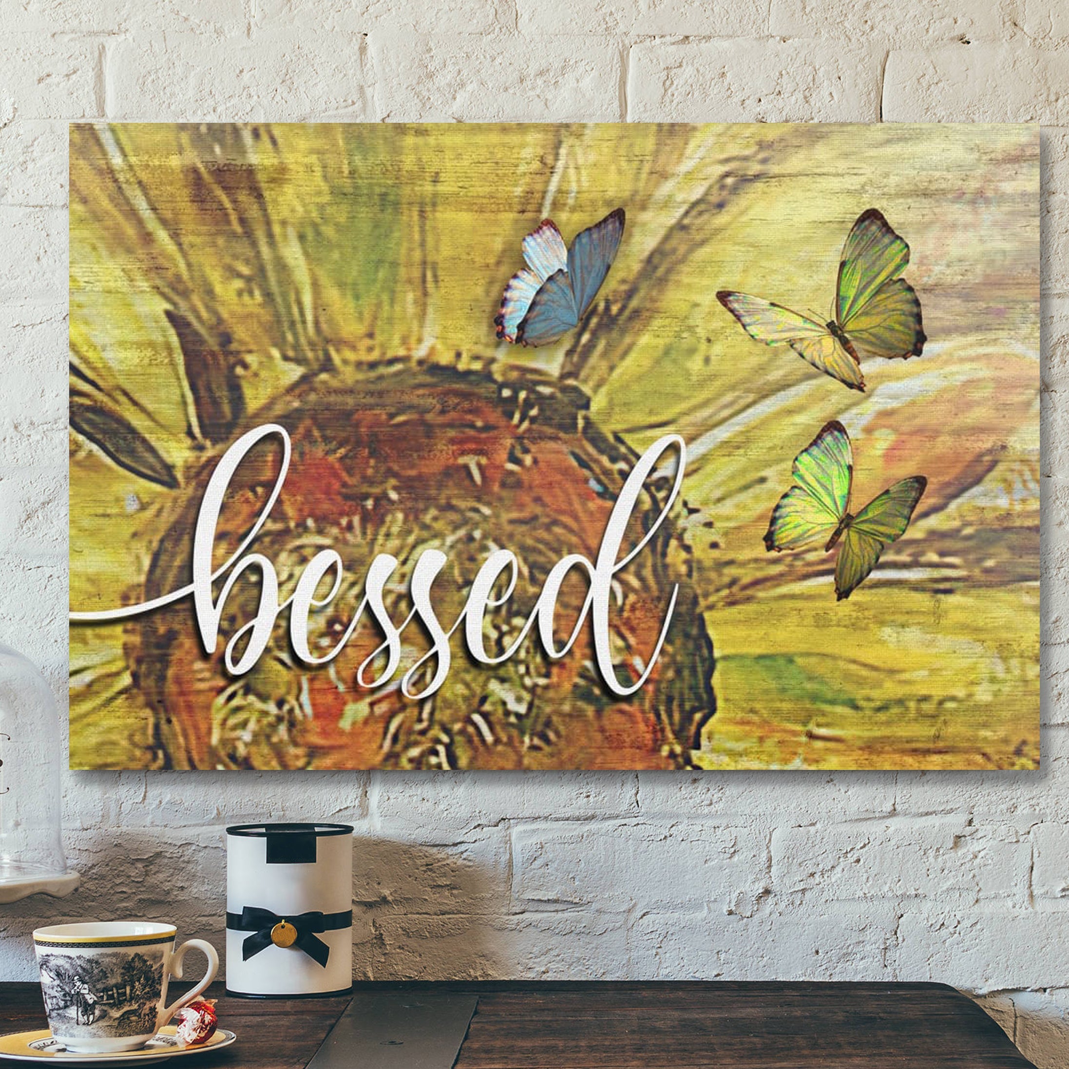 Bible Verse Canvas – Blessed Sunflower Wall Art Canvas – Blessed Wall Art – Scripture Canvas Wall Art