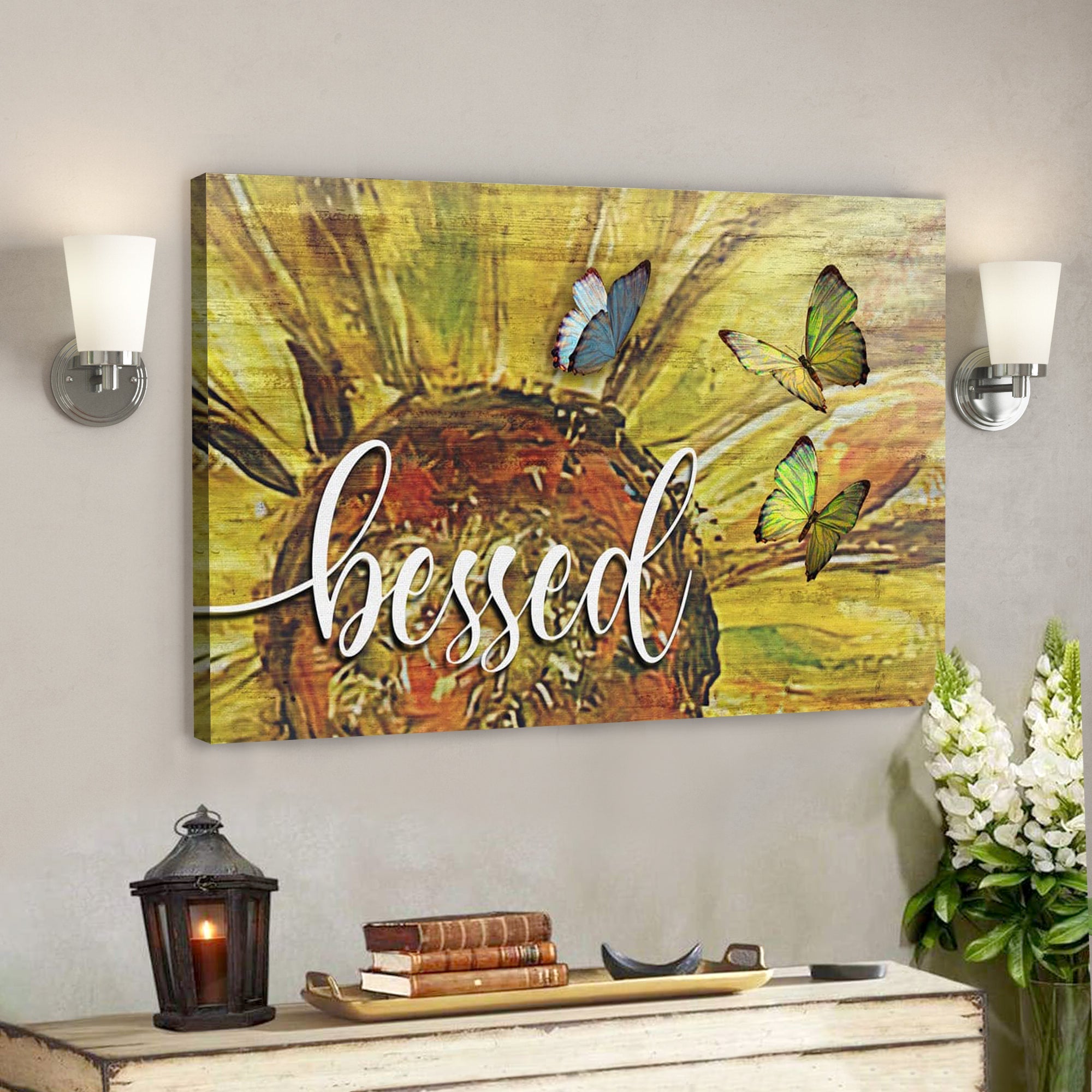 Bible Verse Canvas – Blessed Sunflower Wall Art Canvas – Blessed Wall Art – Scripture Canvas Wall Art