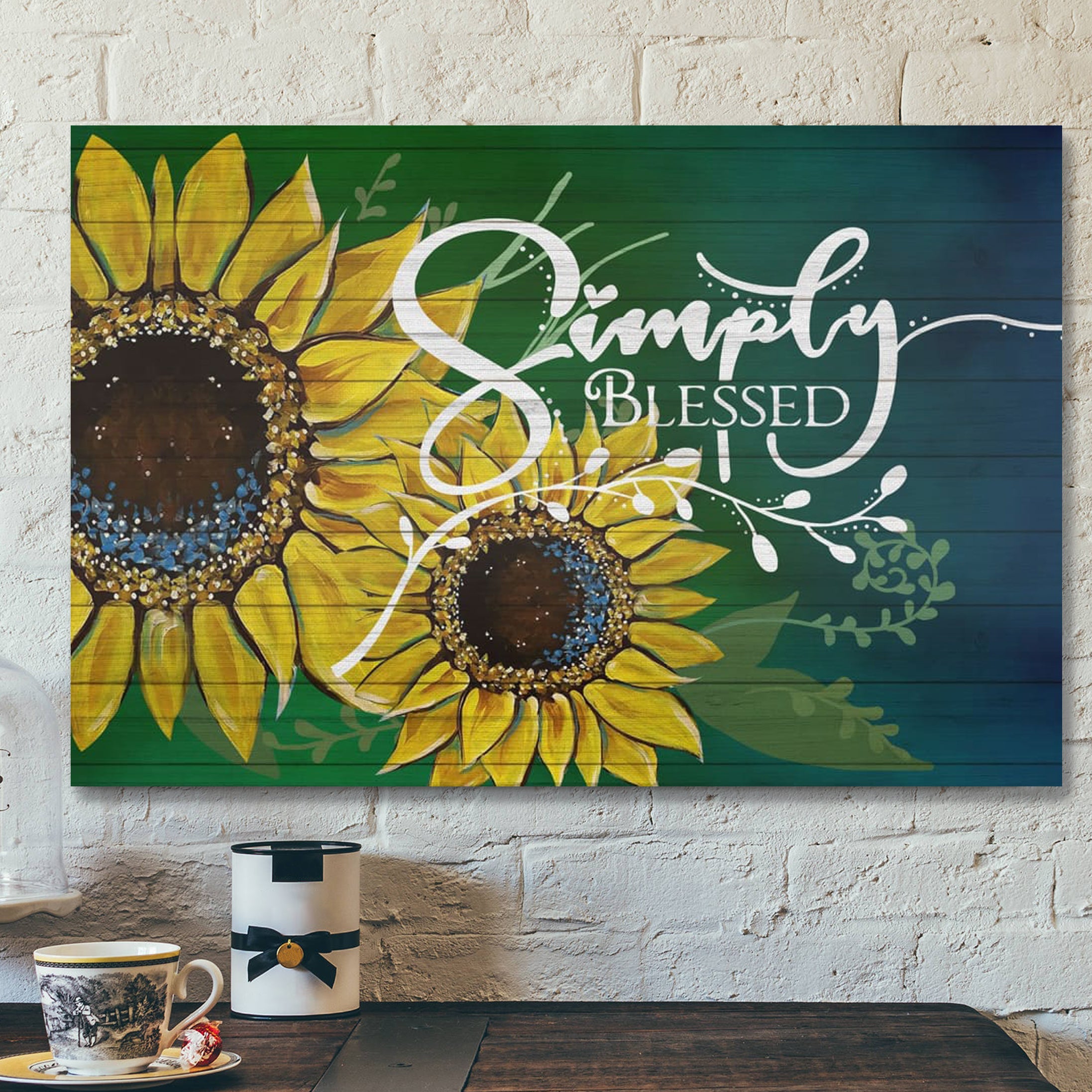 Bible Verse Canvas – Blessed Wall Art Simply Blessed Sunflower Wall Art Canvas – Scripture Canvas Wall Art