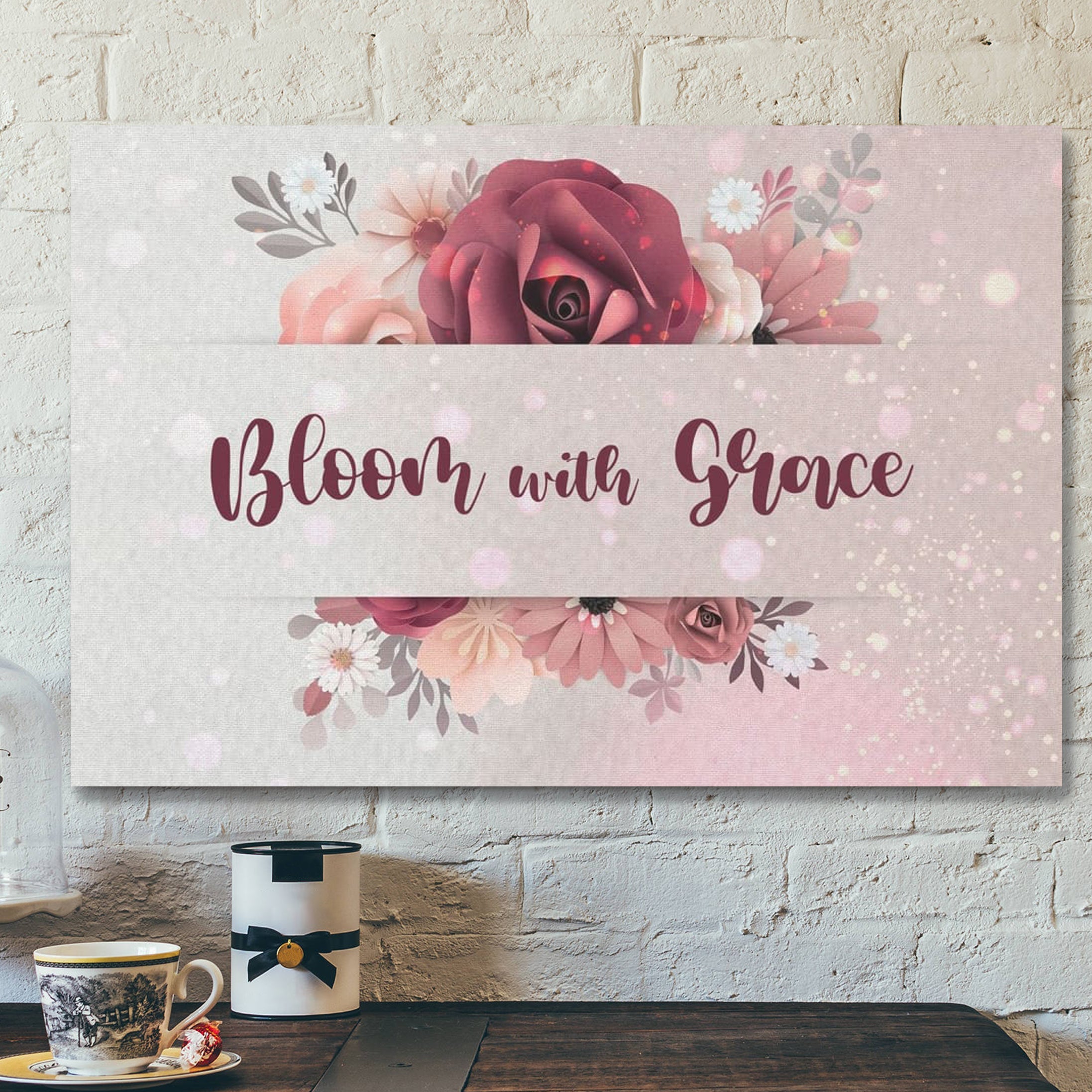 Bible Verse Canvas – Bloom With Grace Canvas Wall Art Canvas Wall Art – Scripture Canvas Wall Art