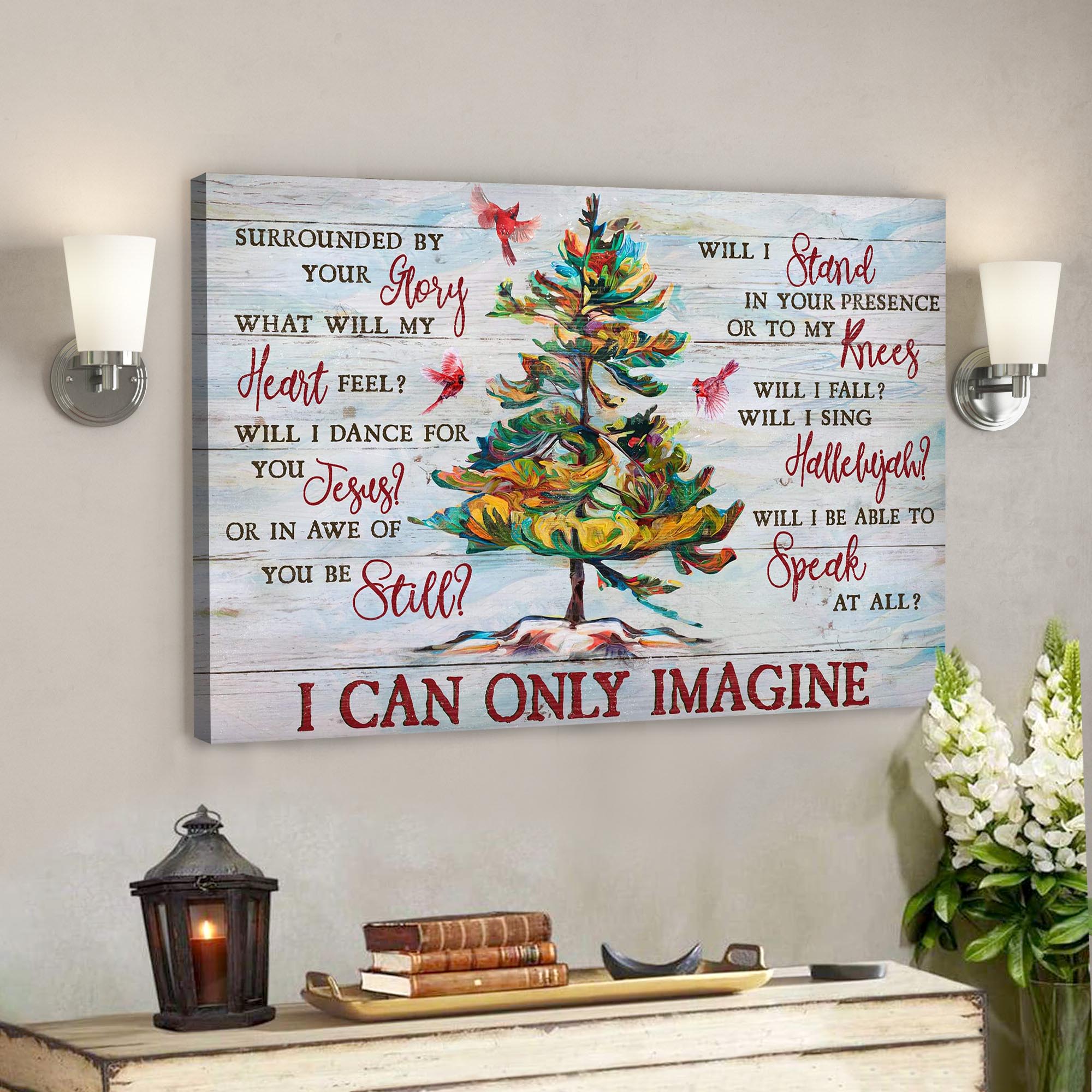 Bible Verse Canvas – Cardinal And Stunning Tree – I Can Only Imagine Canvas Wall Art – Scripture Canvas Wall Art