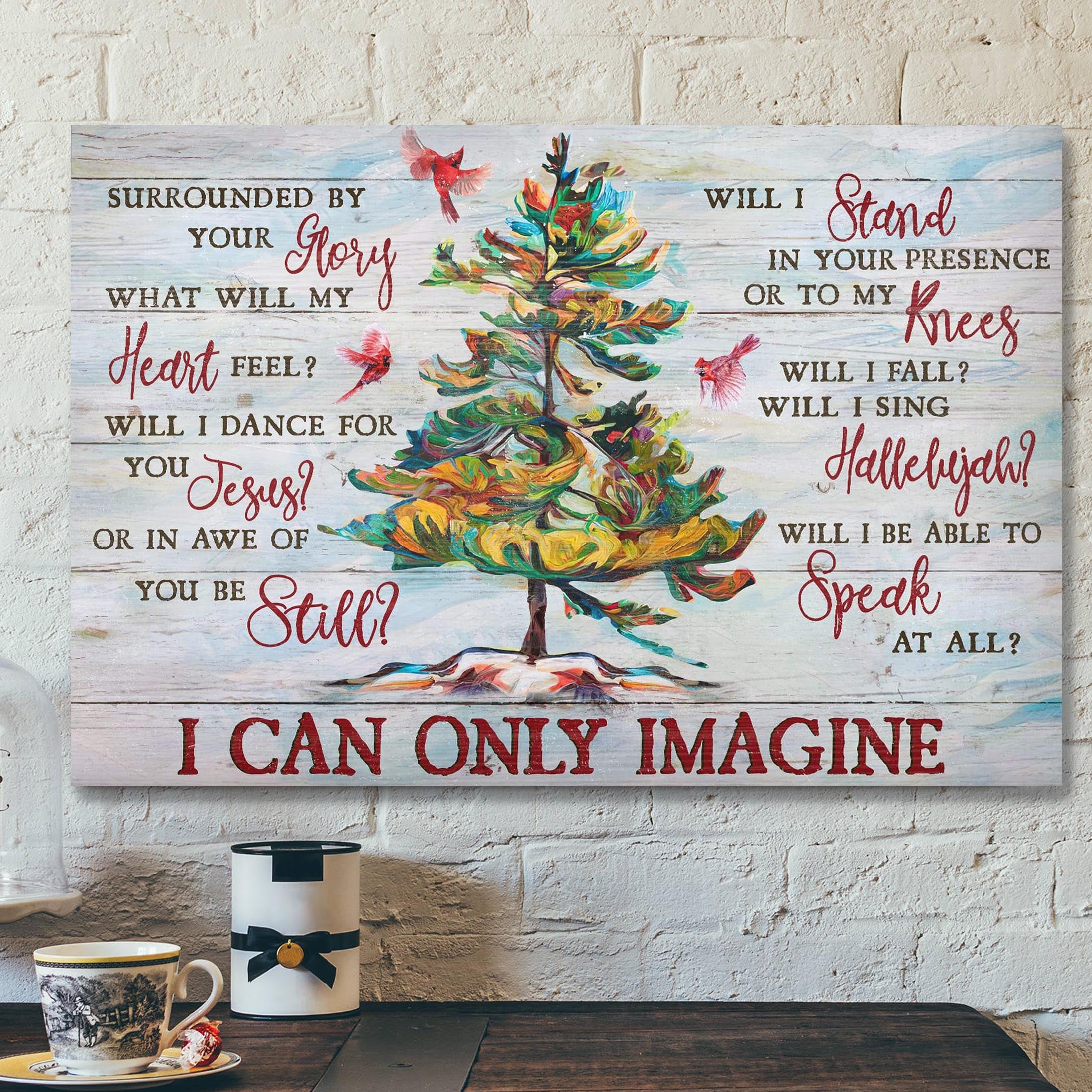 Bible Verse Canvas – Cardinal And Stunning Tree – I Can Only Imagine Canvas Wall Art – Scripture Canvas Wall Art