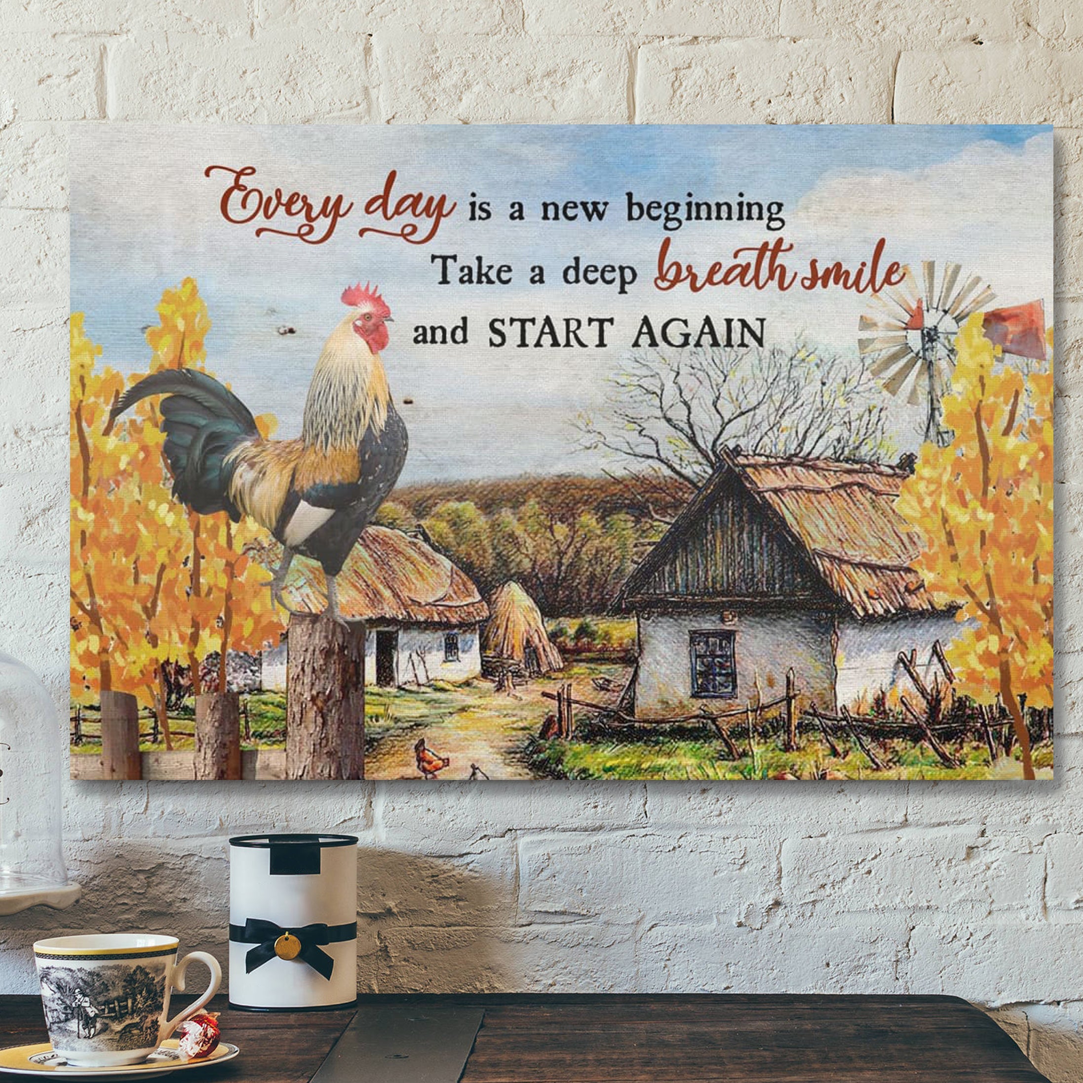 Bible Verse Canvas – Every Day Is A New Beginning Chickens On Farm – Farmhouse Wall Art Canvas – Scripture Canvas Wall Art