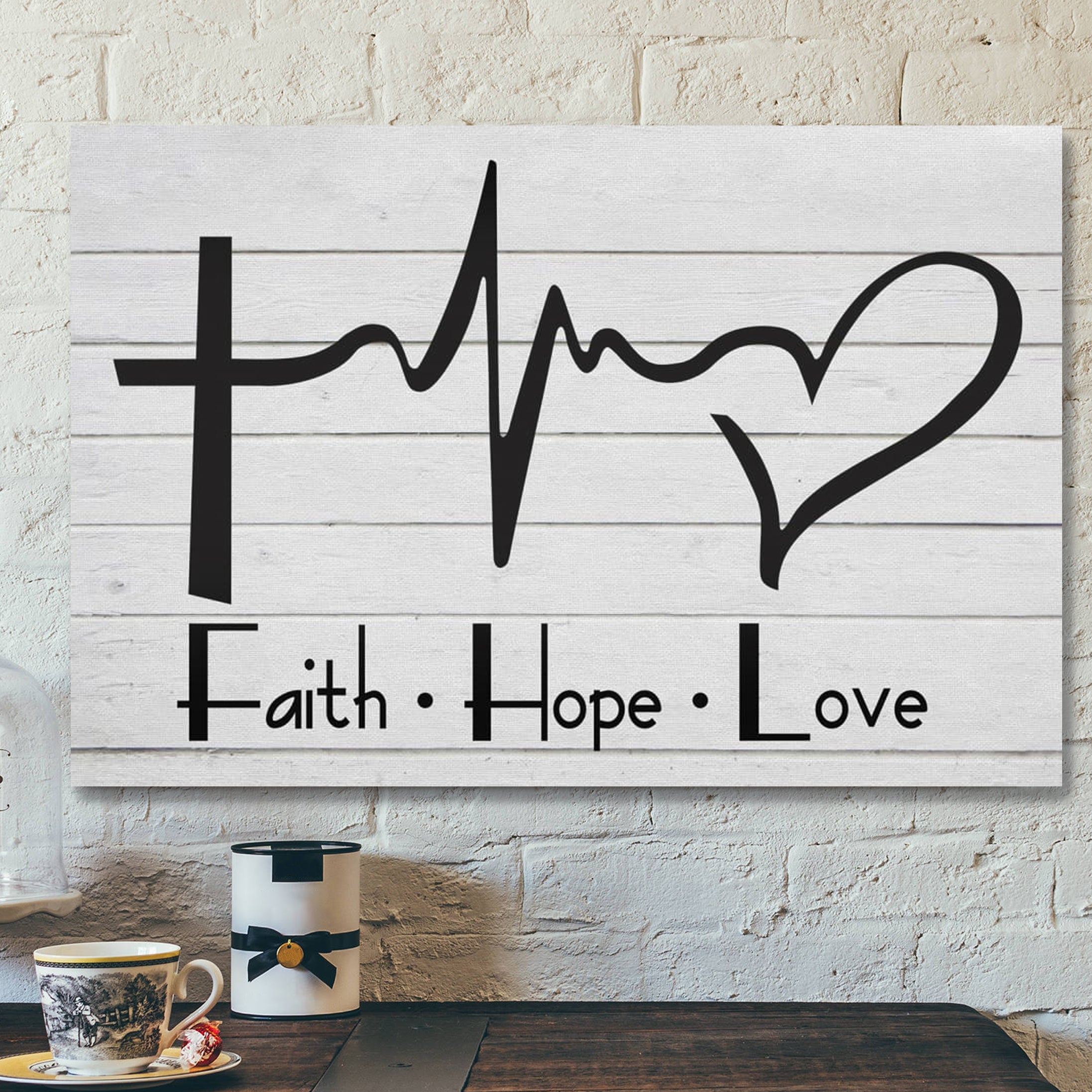 Bible Verse Canvas – Faith Hope Love Canvas Wall Art – Scripture Canvas Wall Art