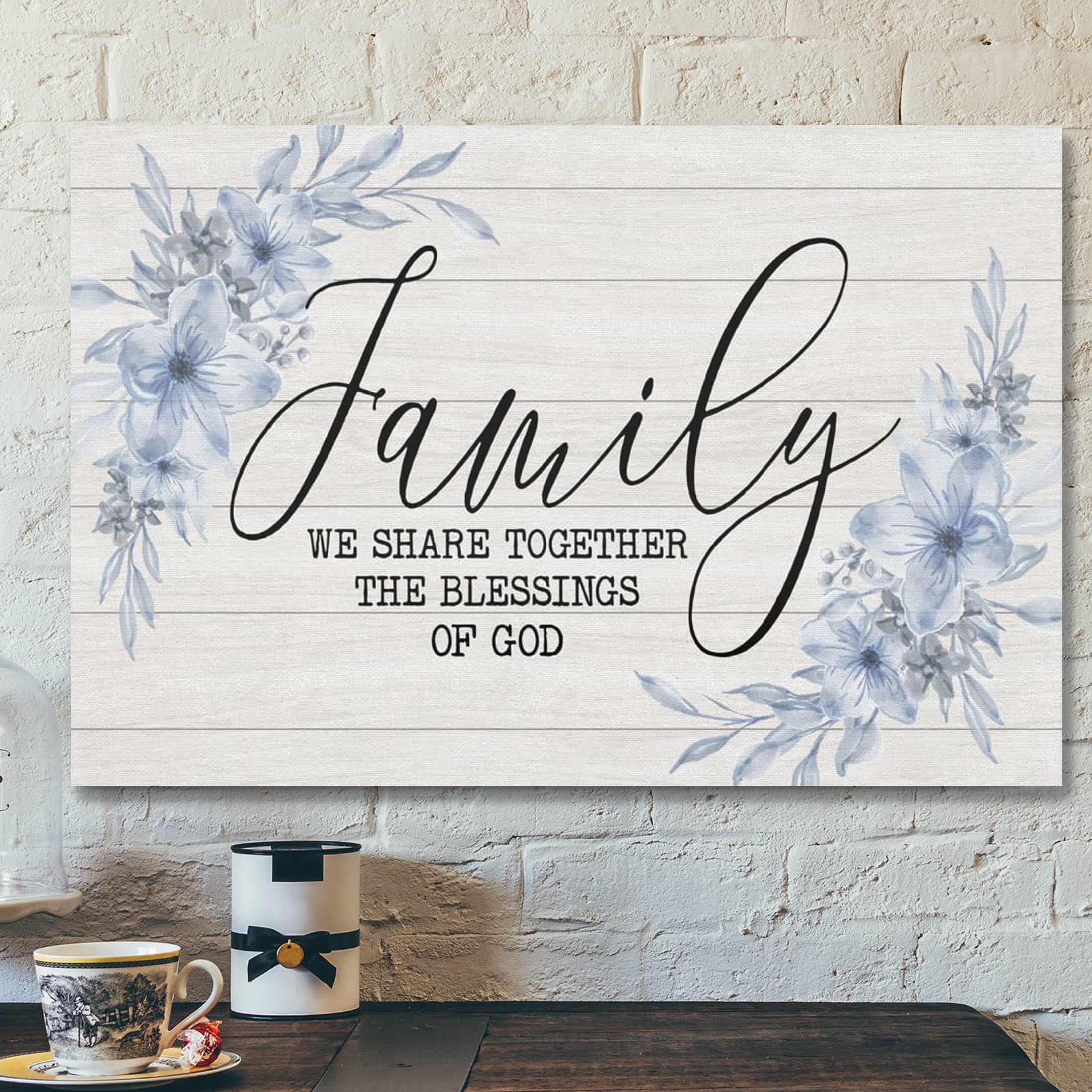 Bible Verse Canvas – Family We Share Together The Blessing Of God Canvas Art – Scripture Canvas Wall Art