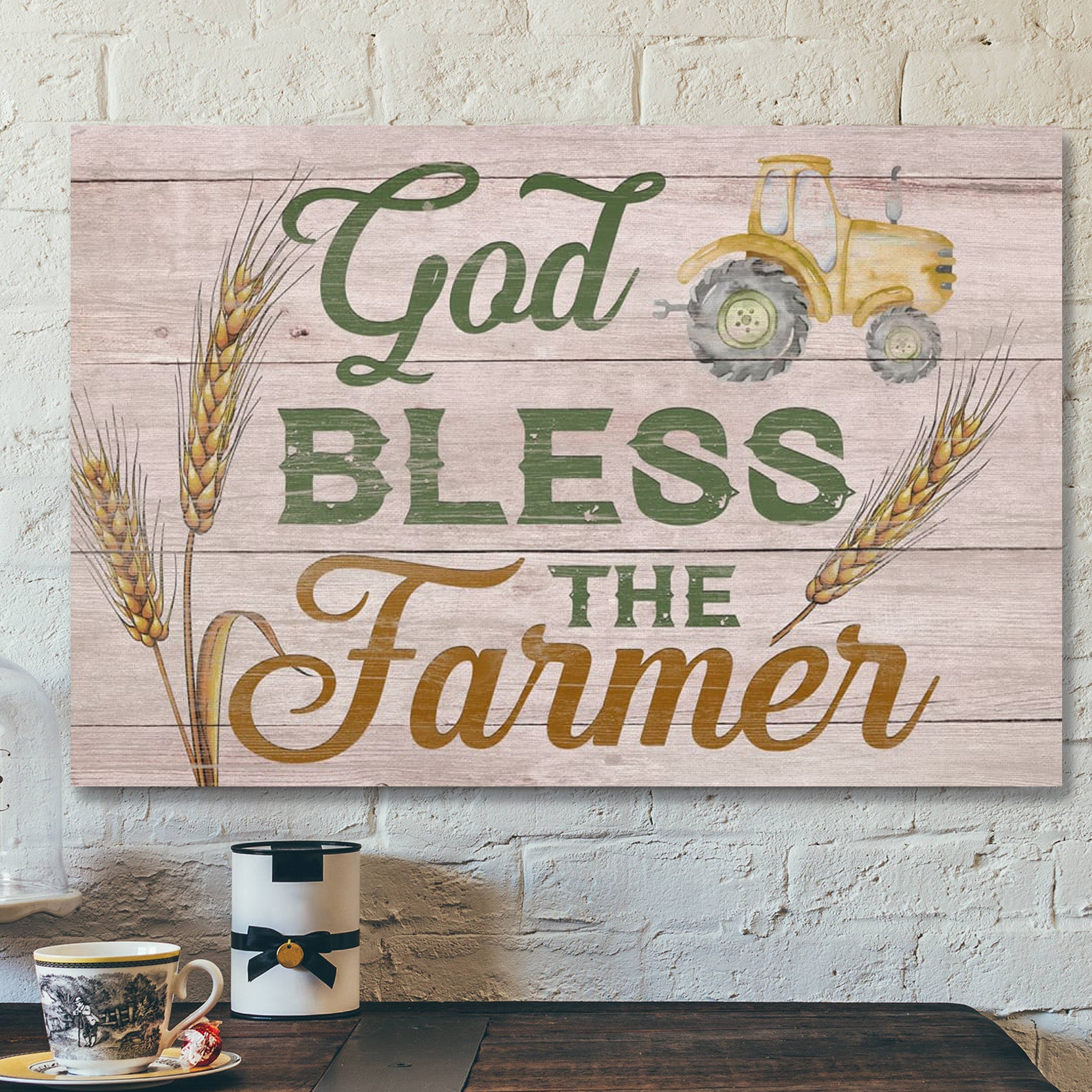 Bible Verse Canvas – God Bless The Farmer Wall Art Canvas – Scripture Canvas Wall Art