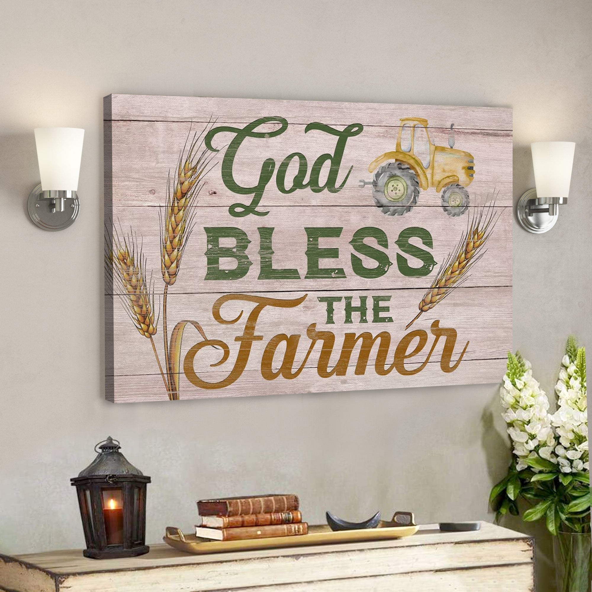 Bible Verse Canvas – God Bless The Farmer Wall Art Canvas – Scripture Canvas Wall Art