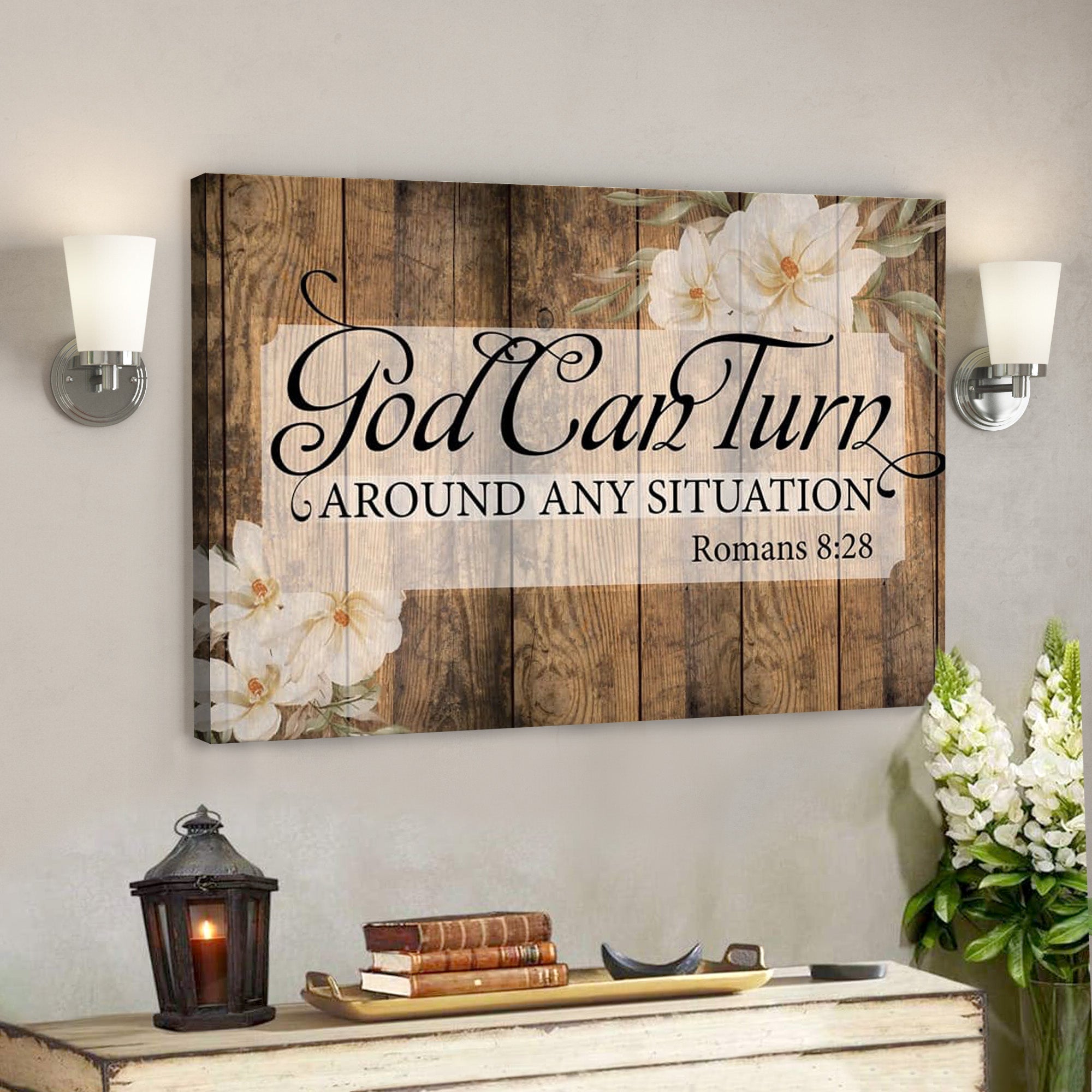 Bible Verse Canvas – God Can Turn Around Any Situation Canvas Art – Scripture Canvas Wall Art