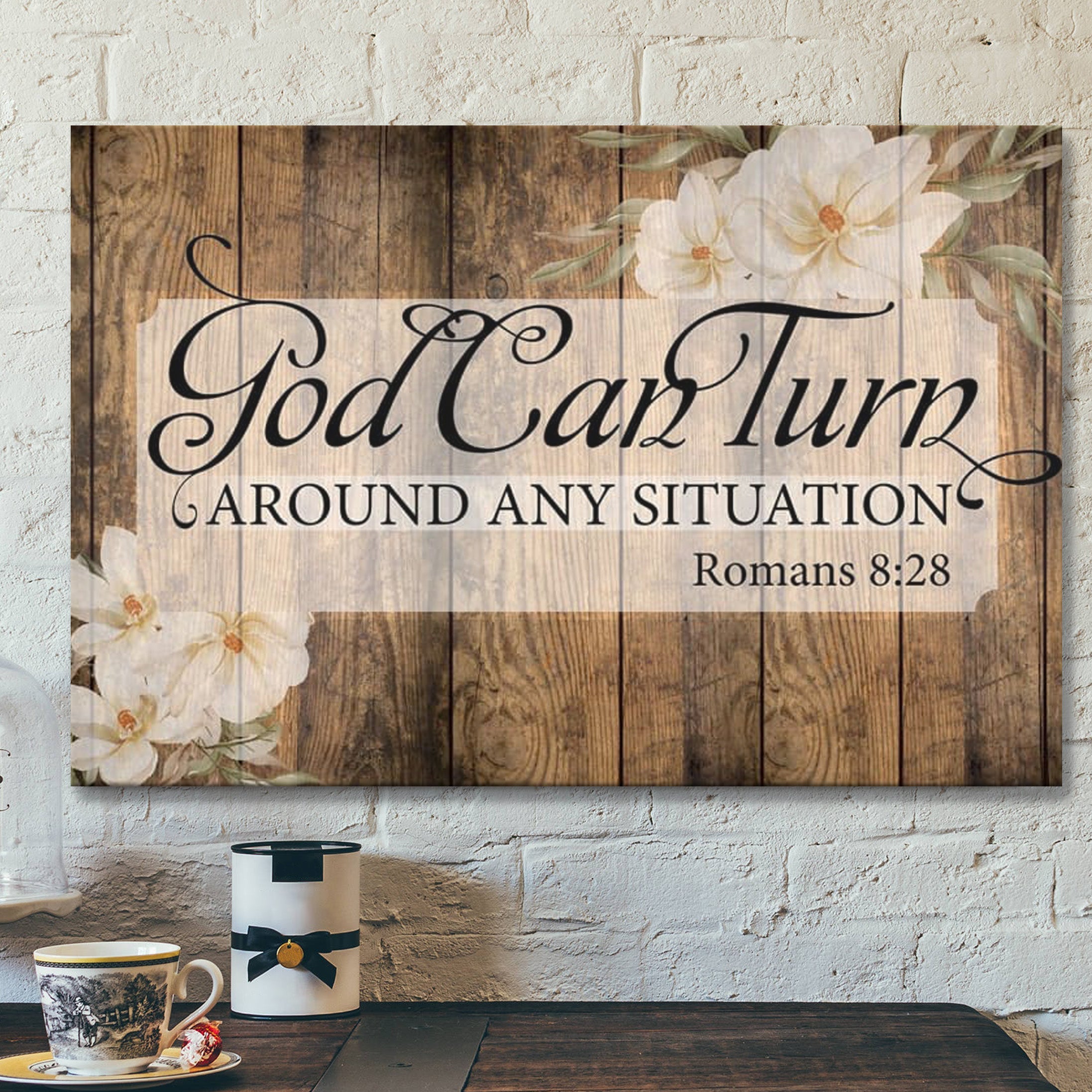 Bible Verse Canvas – God Can Turn Around Any Situation Canvas Art – Scripture Canvas Wall Art