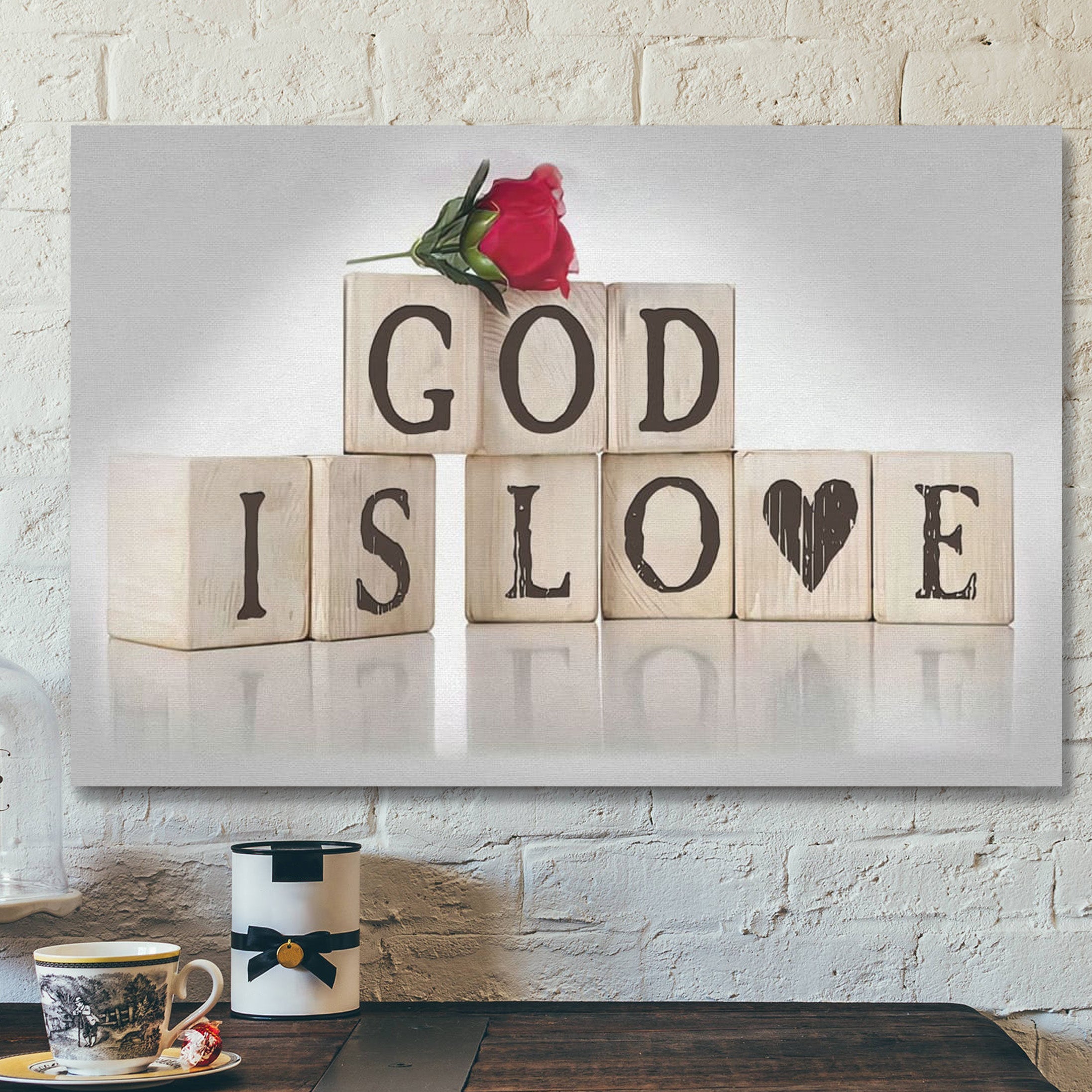 Bible Verse Canvas – God Is Love Wall Art Canvas – Scripture Canvas Wall Art