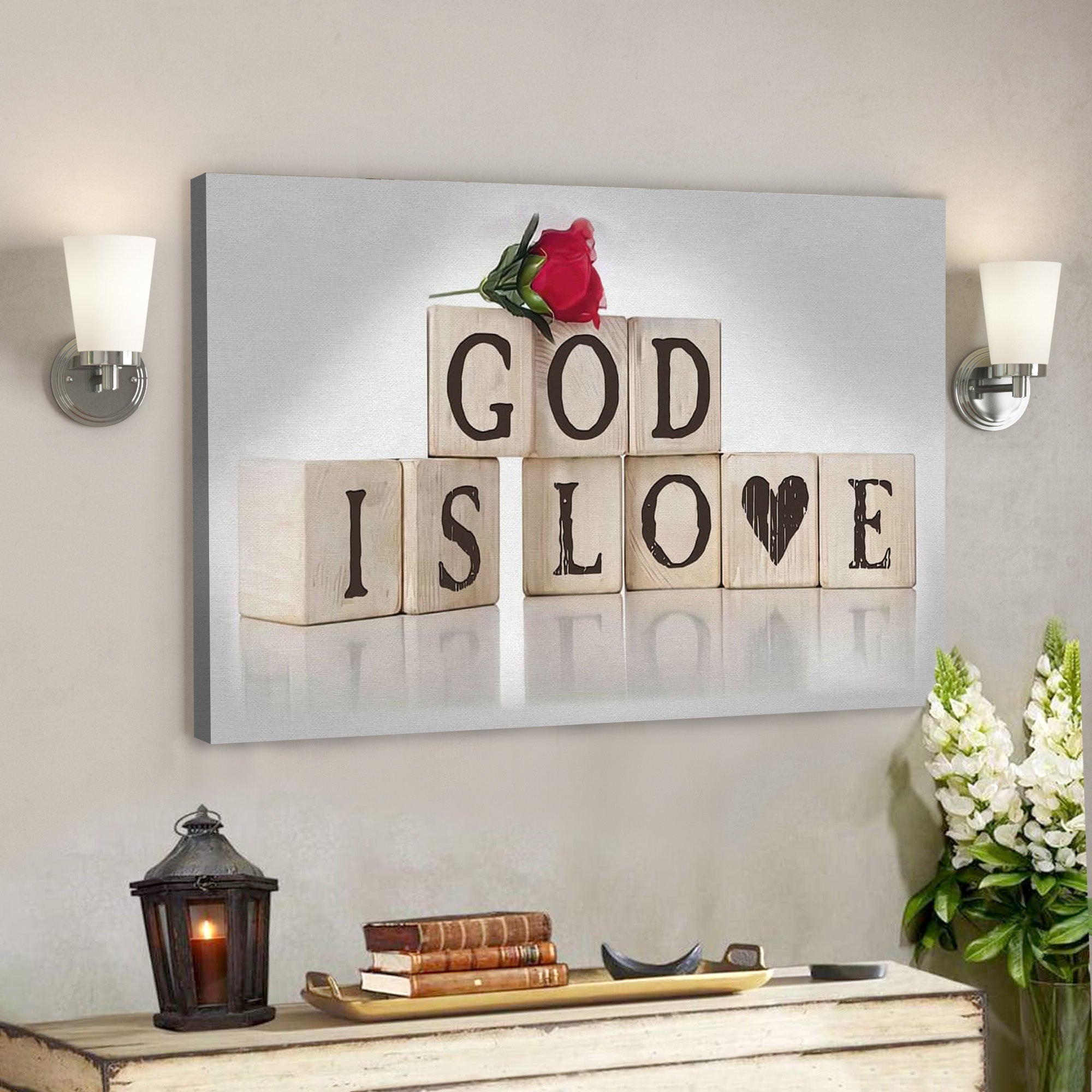 Bible Verse Canvas – God Is Love Wall Art Canvas – Scripture Canvas Wall Art