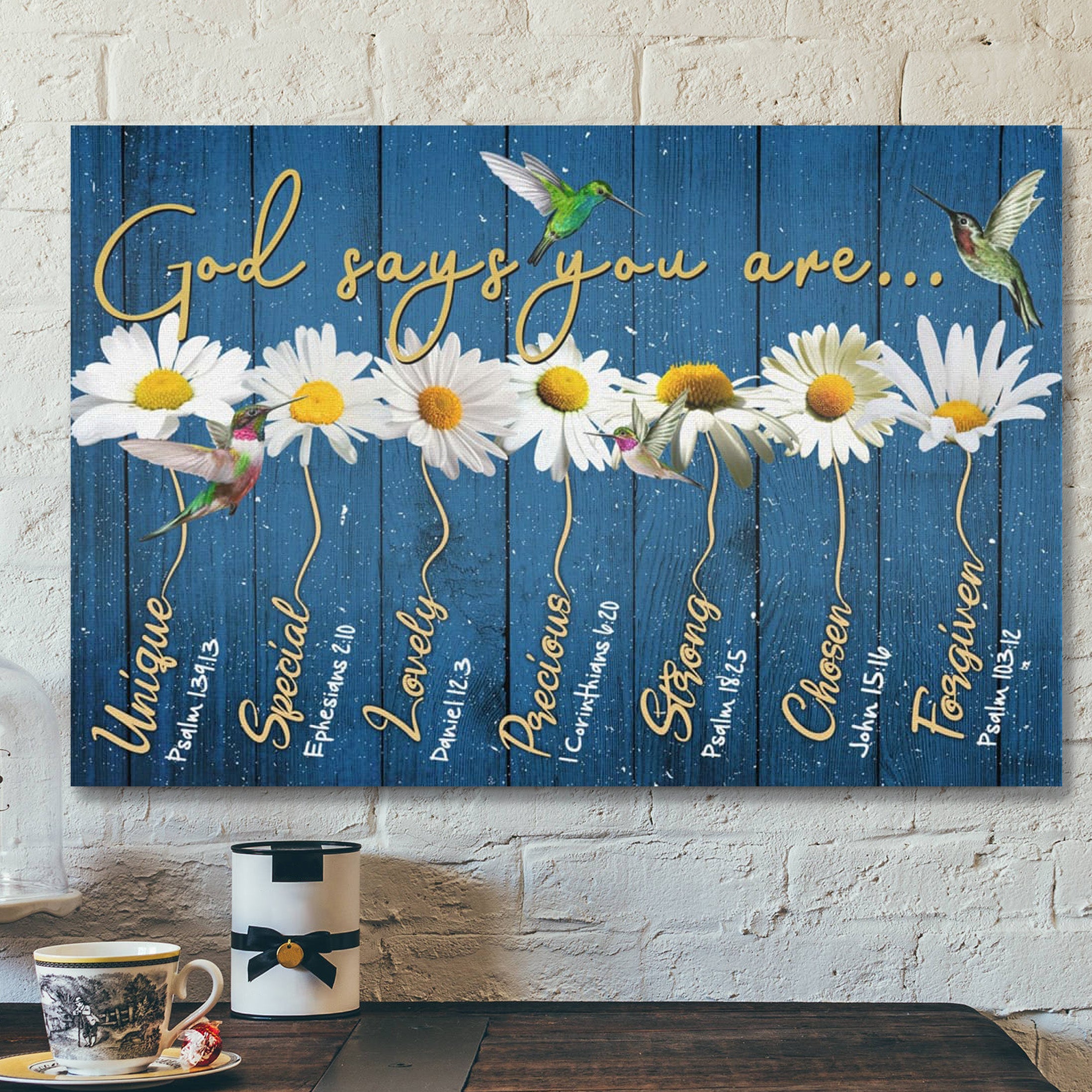 Bible Verse Canvas – God Says You Are Canvas Wall Art – Scripture Canvas Wall Art